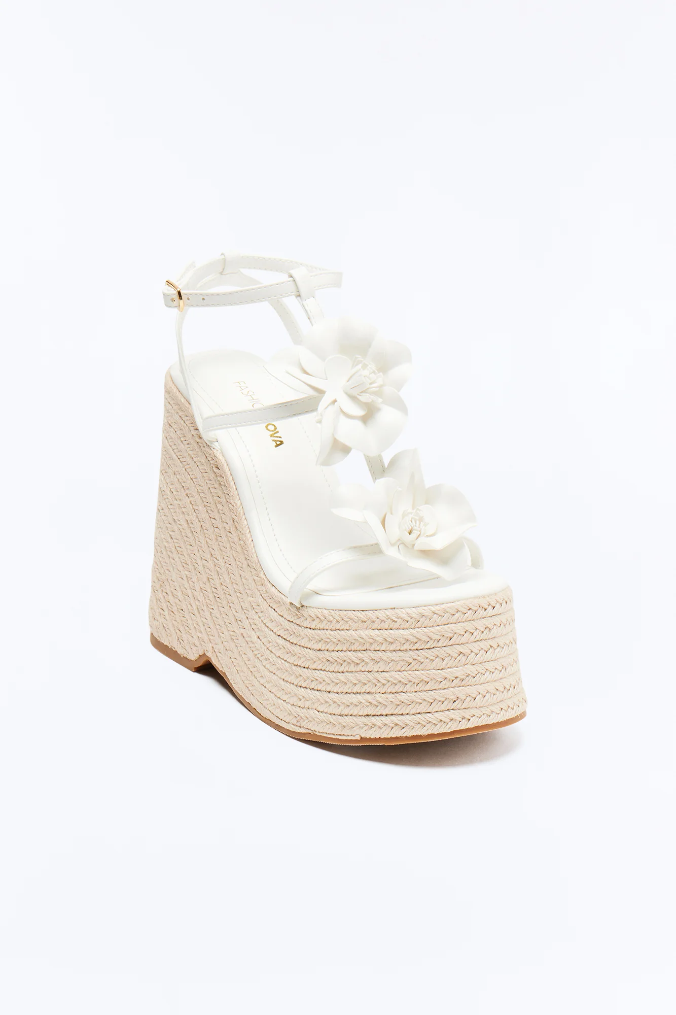 Andrea Floral Platform Wedges - White - Image 2