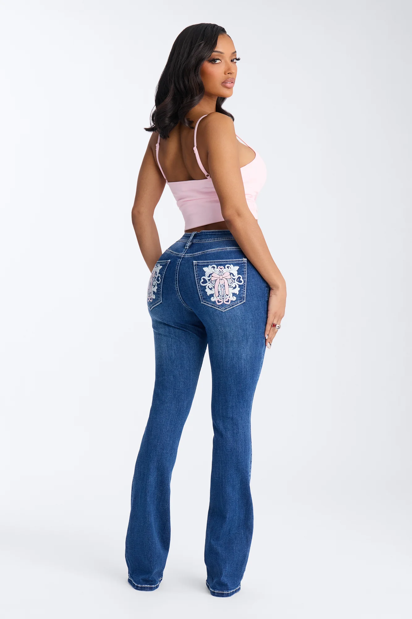 Angel Approved Embellished Bootcut Jeans - Dark Wash