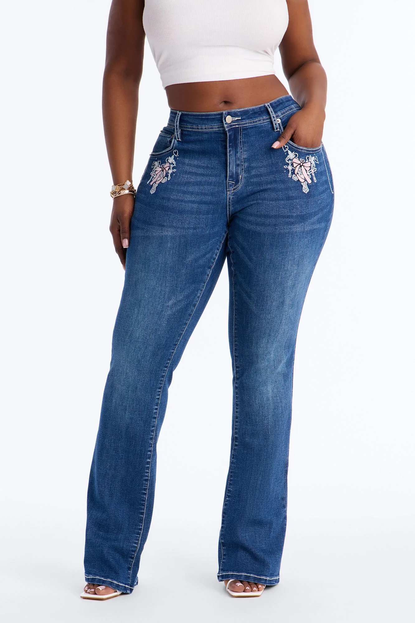 Angel Approved Embellished Bootcut Jeans - Dark Wash - Image 5