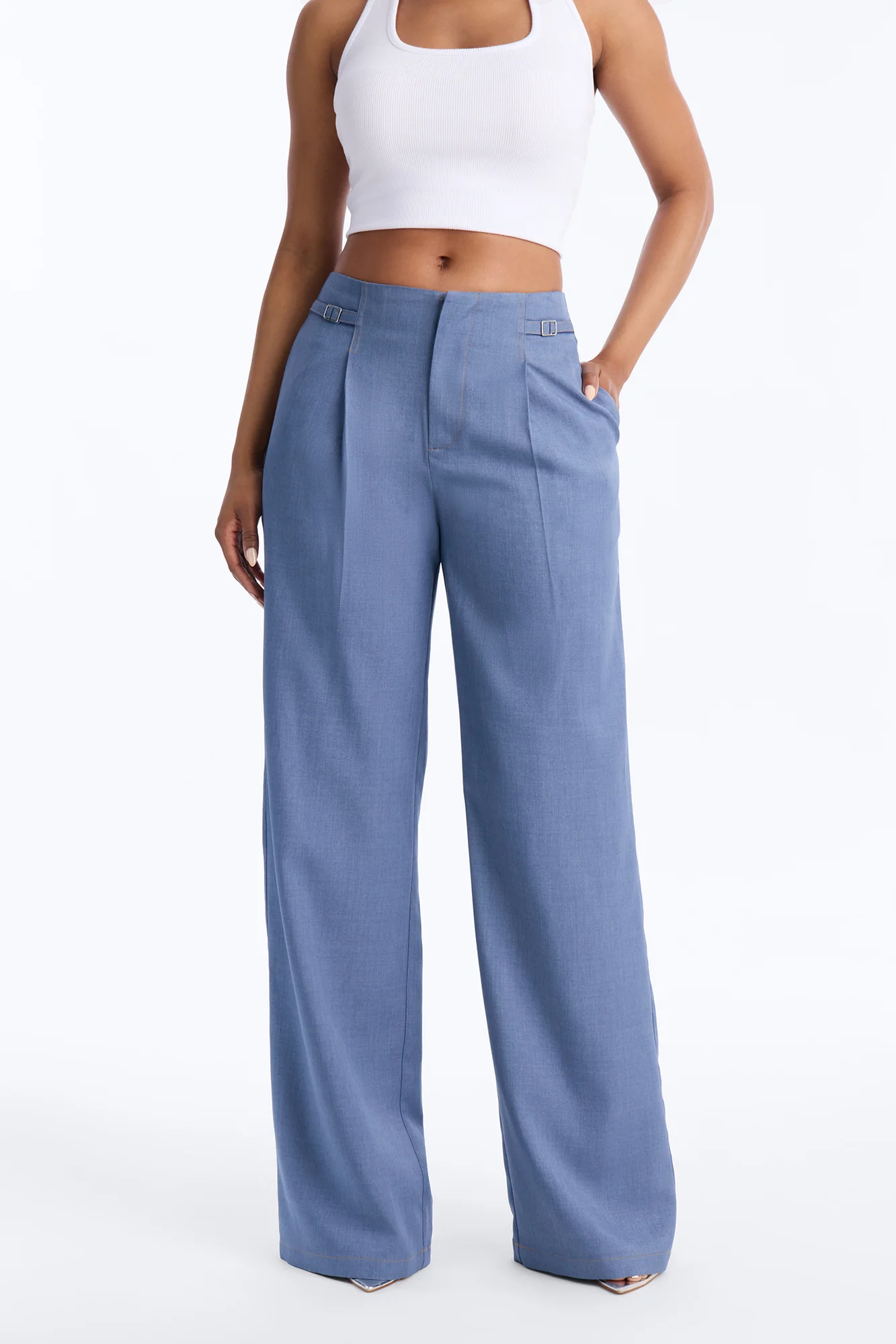 Angela High Rise Trouser Pant 33″ - Blue - Image 2