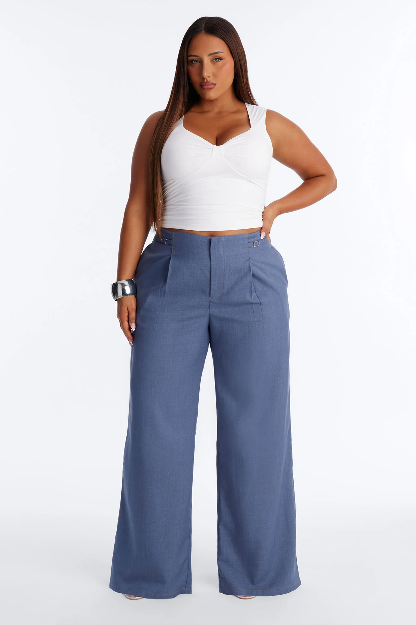Angela High Rise Trouser Pant 33″ - Blue - Image 5
