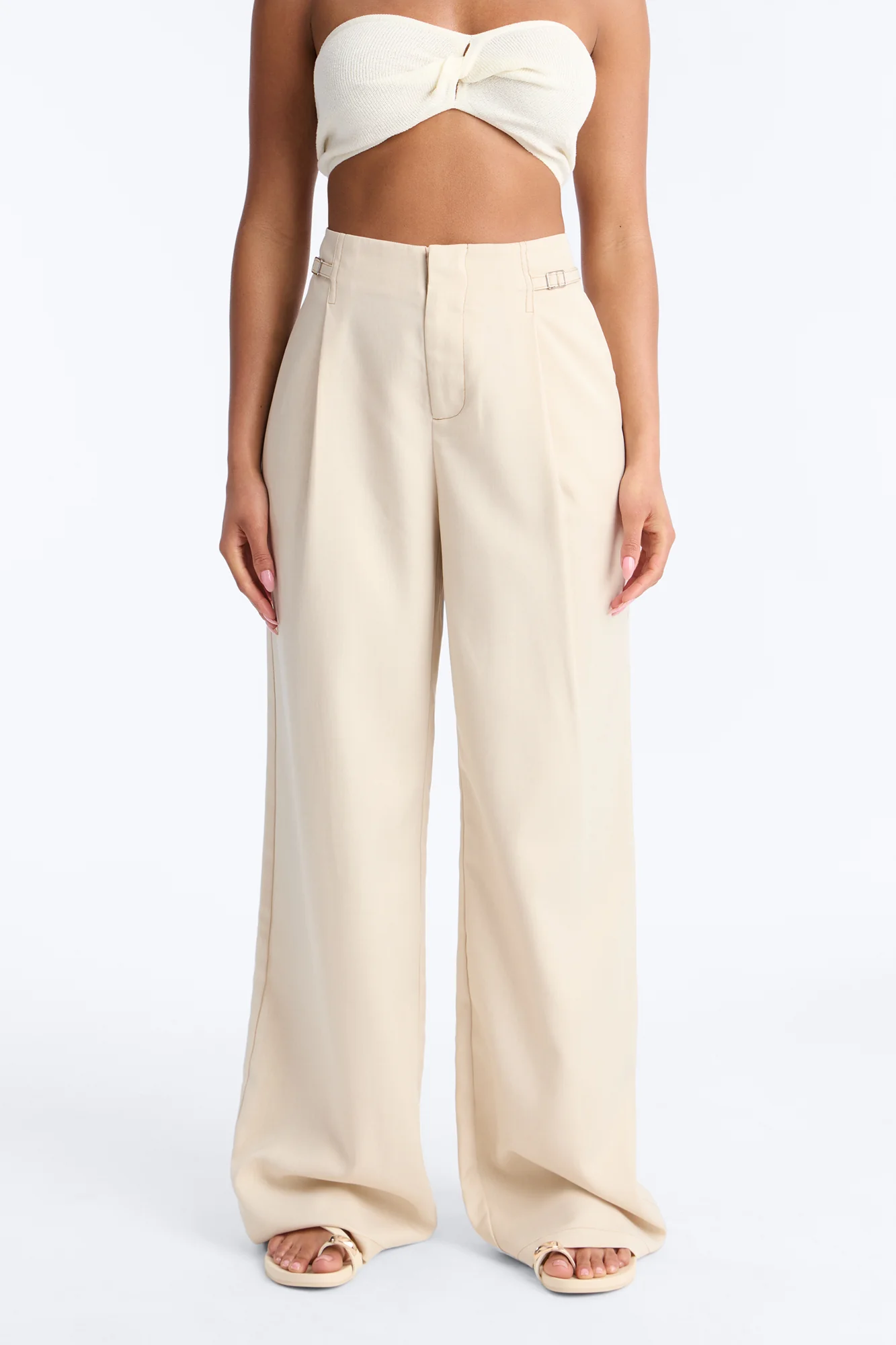 Angela High Rise Trouser Pant 33″ - Stone - Image 2