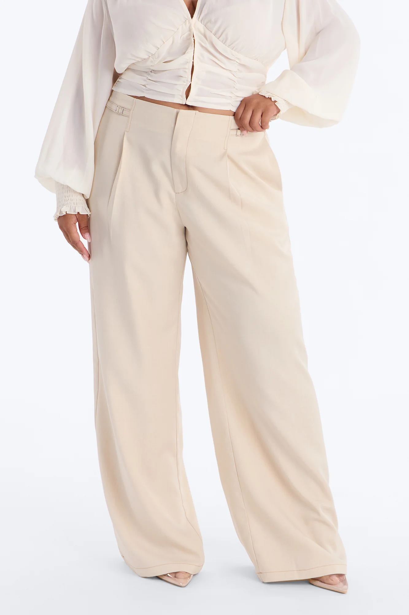 Angela High Rise Trouser Pant 33″ - Stone - Image 6