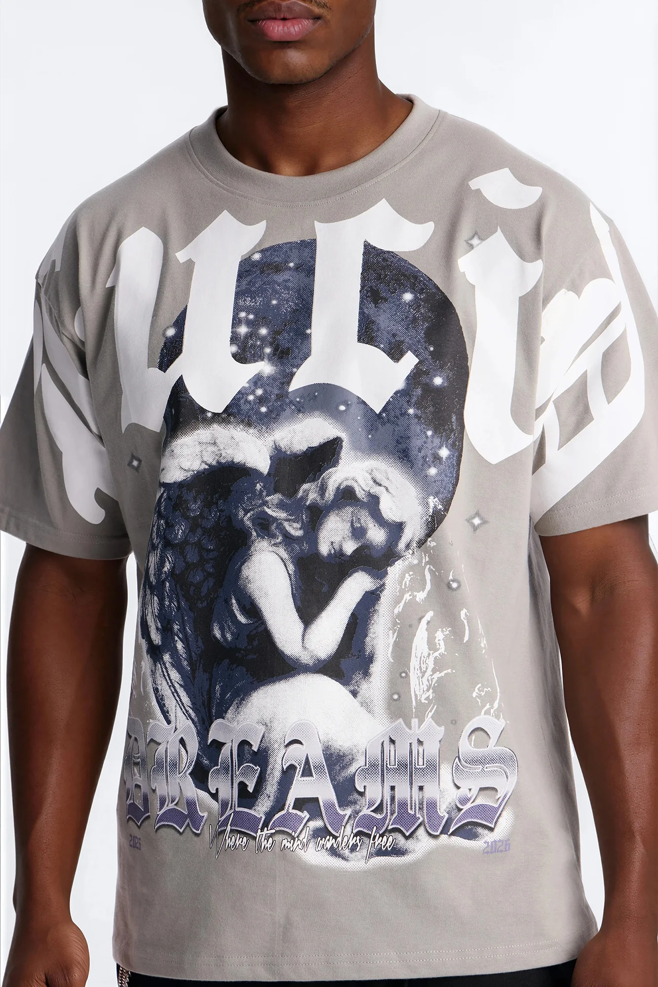 Angelic Lucid Dreams Oversized Short Sleeve Tee - Grey - Image 3