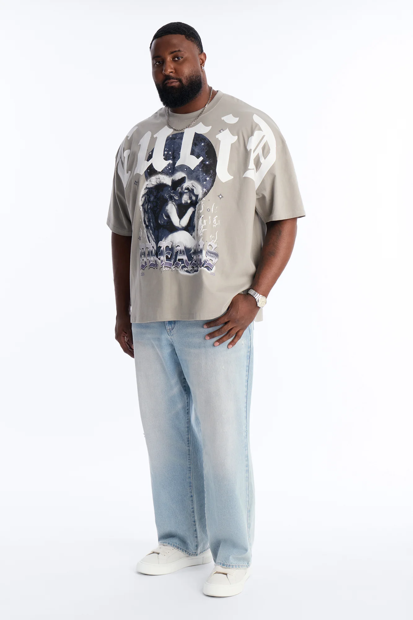 Angelic Lucid Dreams Oversized Short Sleeve Tee - Grey - Image 5