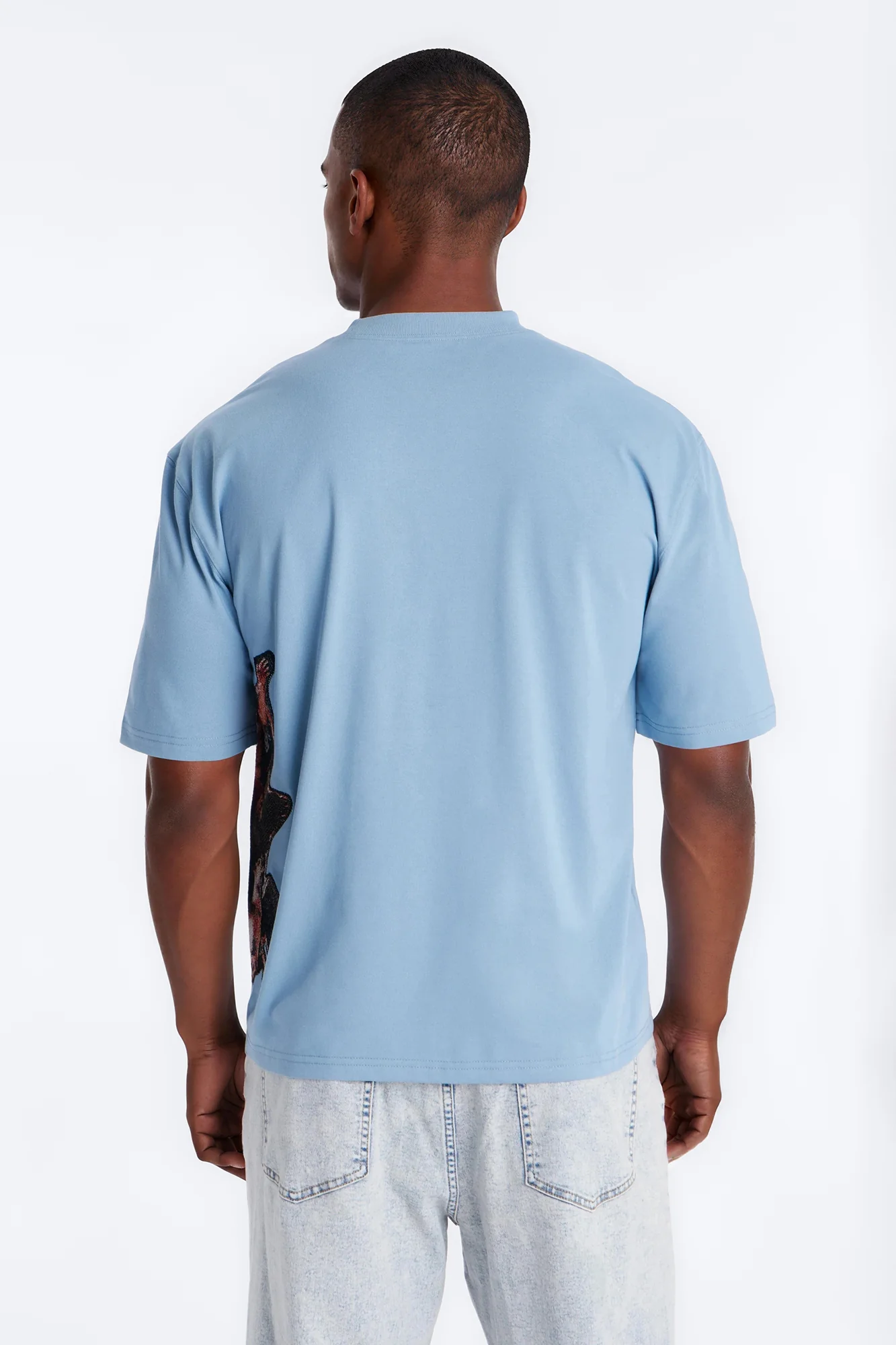 Angelic Presence Tapestry Oversized Short Sleeve Tee - Blue - Image 4