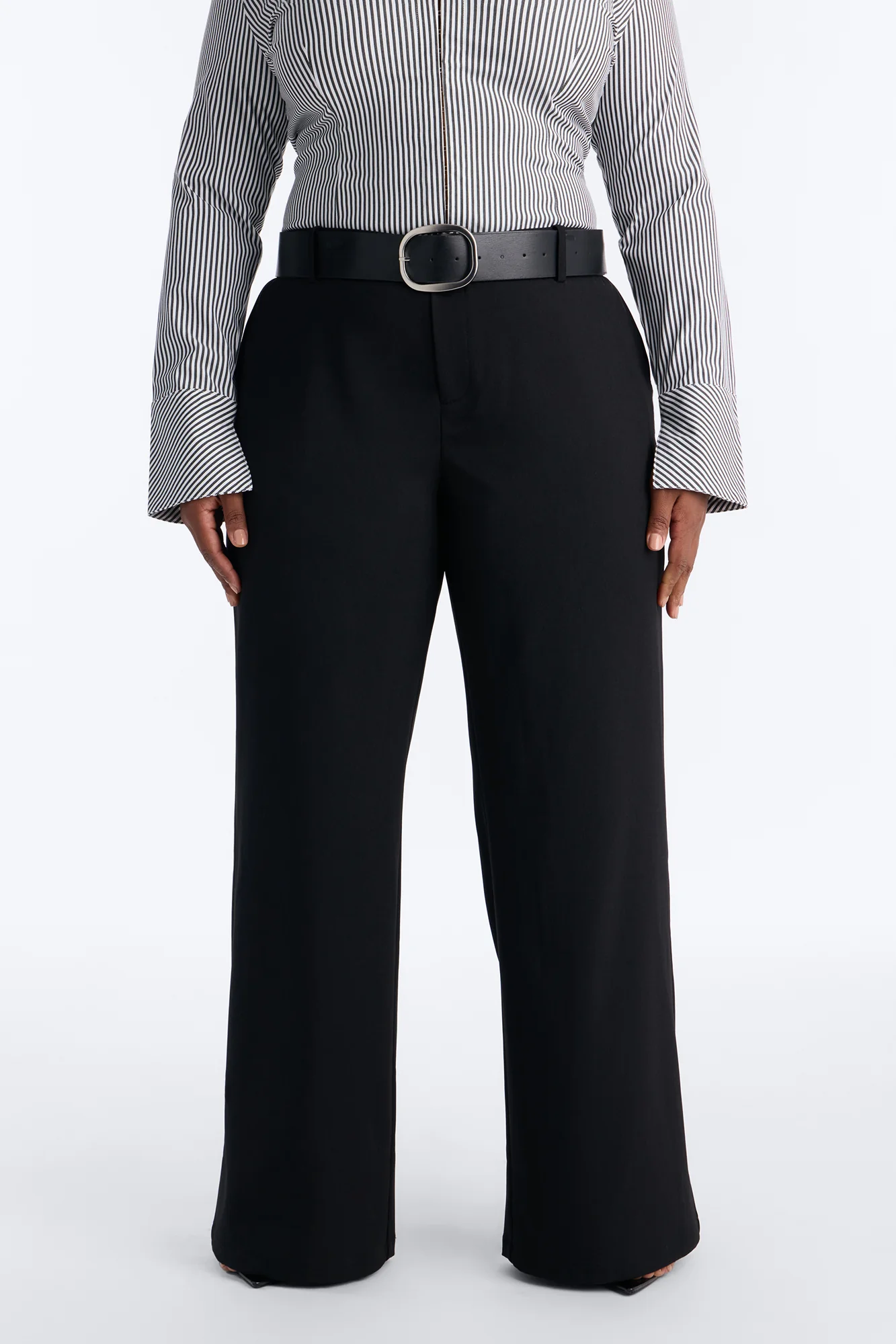 Angelina Low Rise Belted Straight Leg Trouser - Black - Image 6