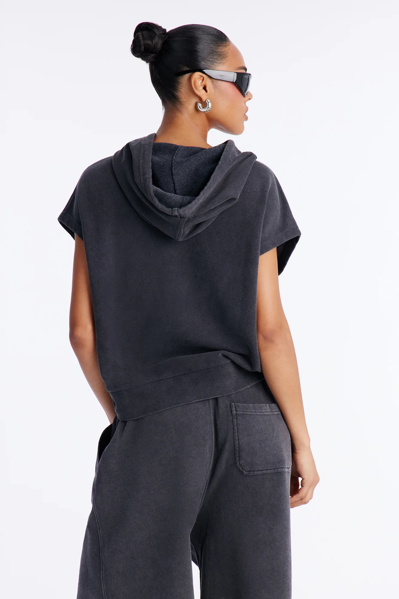 Angie Washed Short Sleeve Sweatshirt - Black - Image 4
