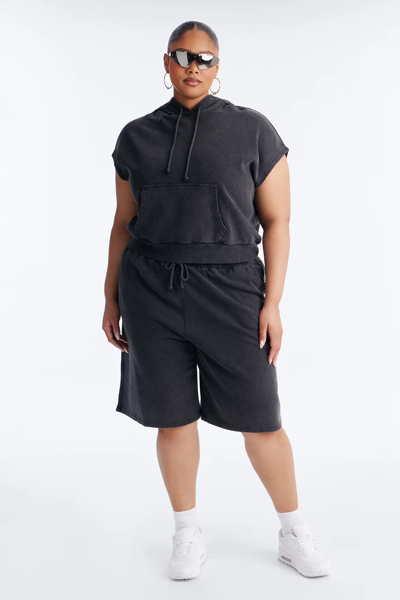 Angie Washed Short Sleeve Sweatshirt - Black - Image 6