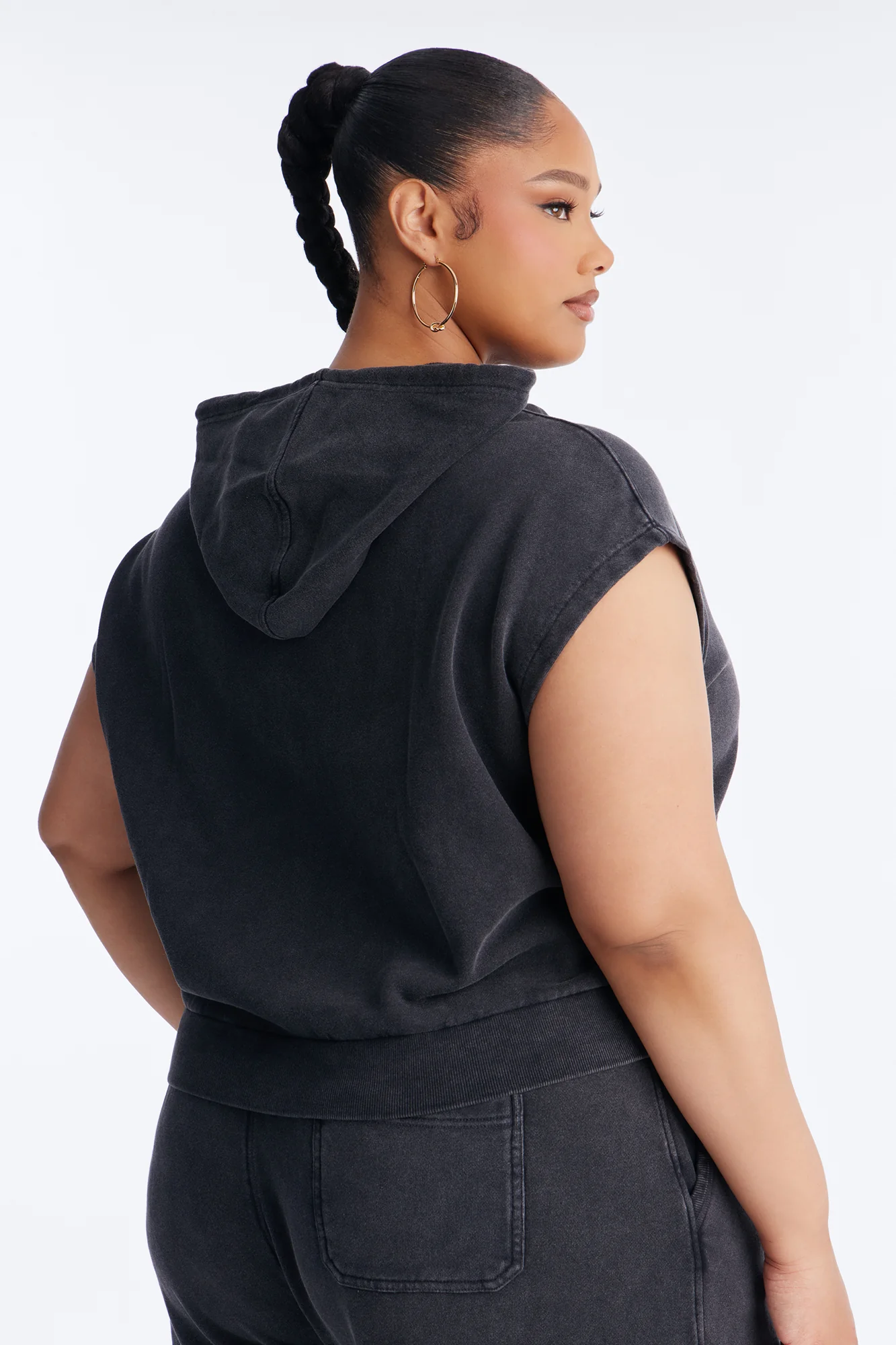 Angie Washed Short Sleeve Sweatshirt - Black - Image 8