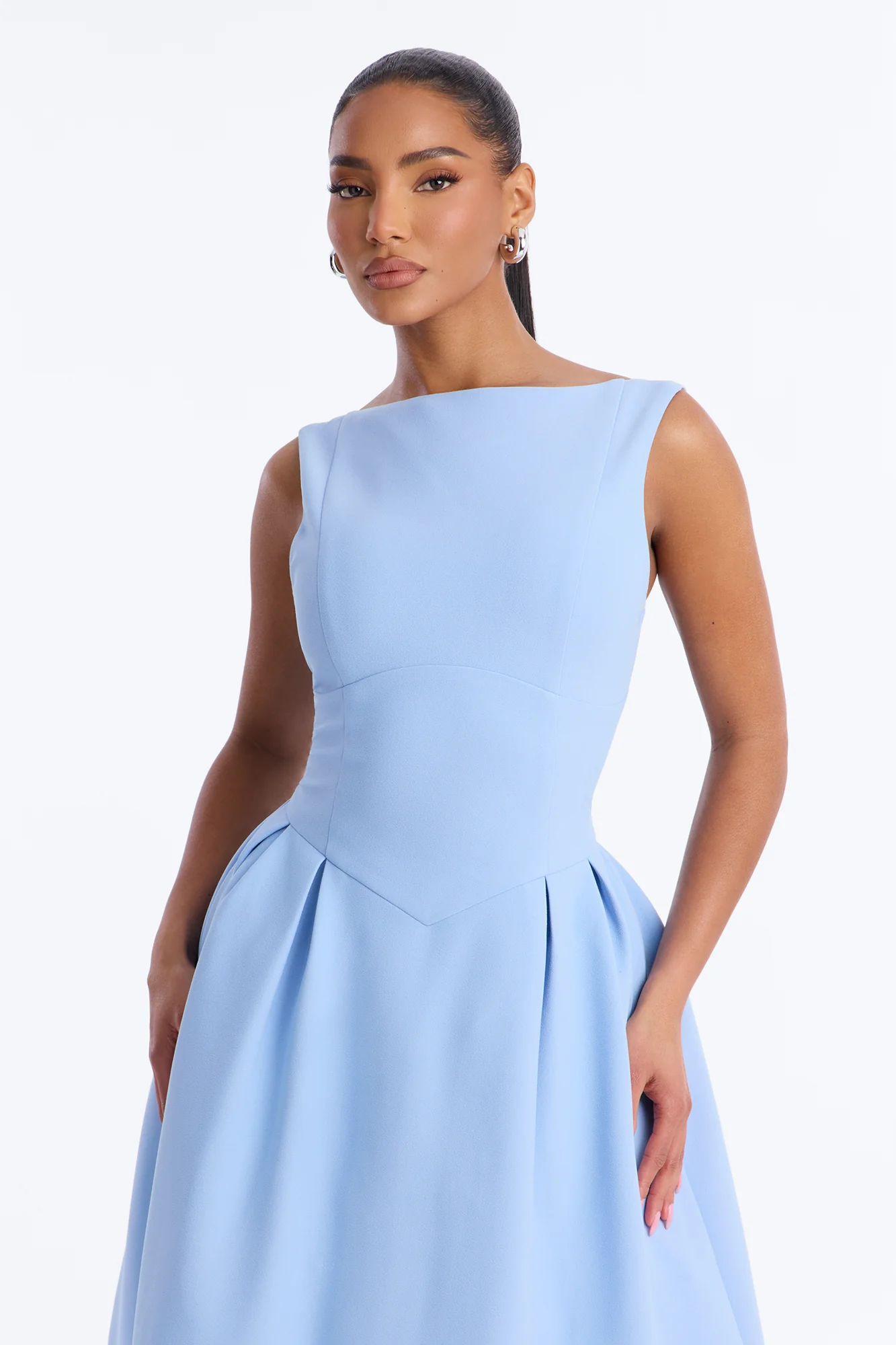 Anika Pleated Midi Dress - Blue - Image 2
