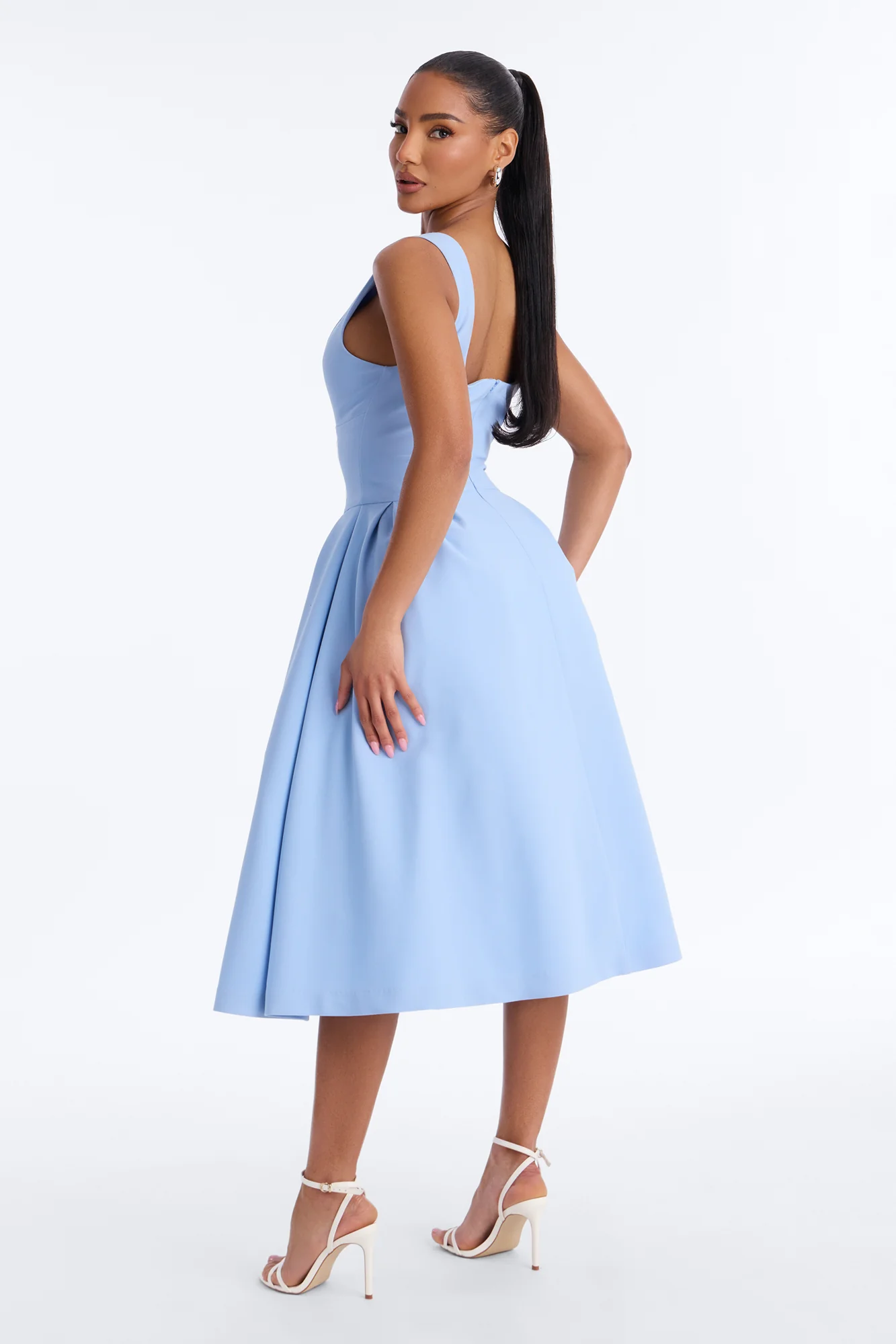 Anika Pleated Midi Dress - Blue - Image 4