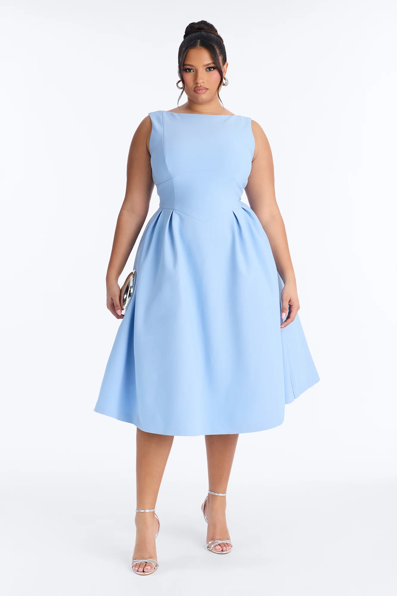 Anika Pleated Midi Dress - Blue - Image 5