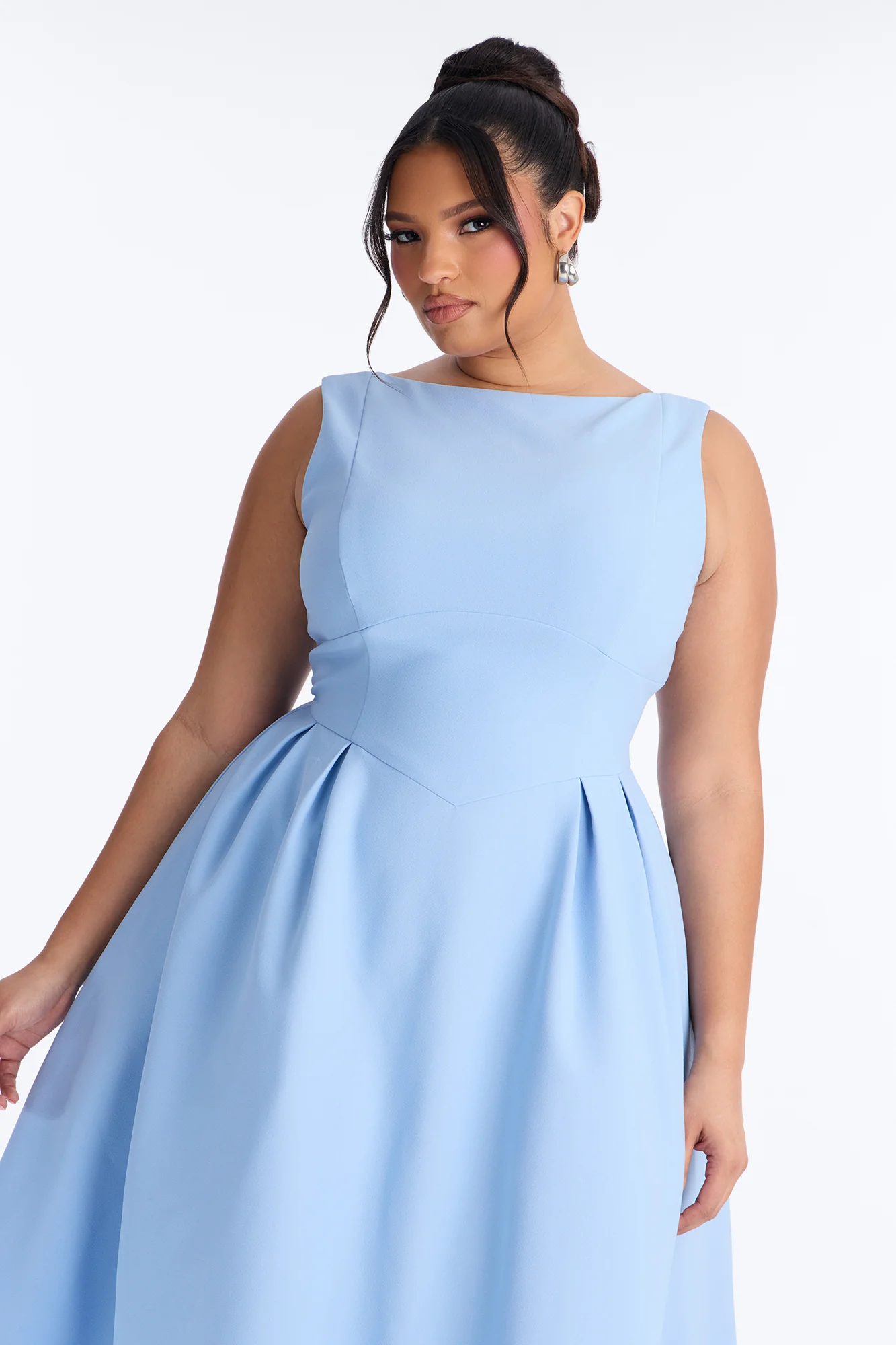 Anika Pleated Midi Dress - Blue - Image 6