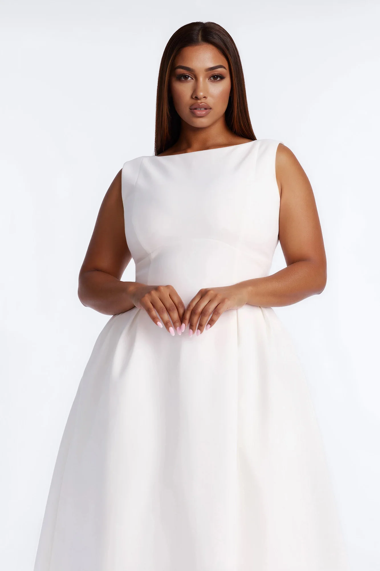 Anika Pleated Midi Dress - White - Image 5