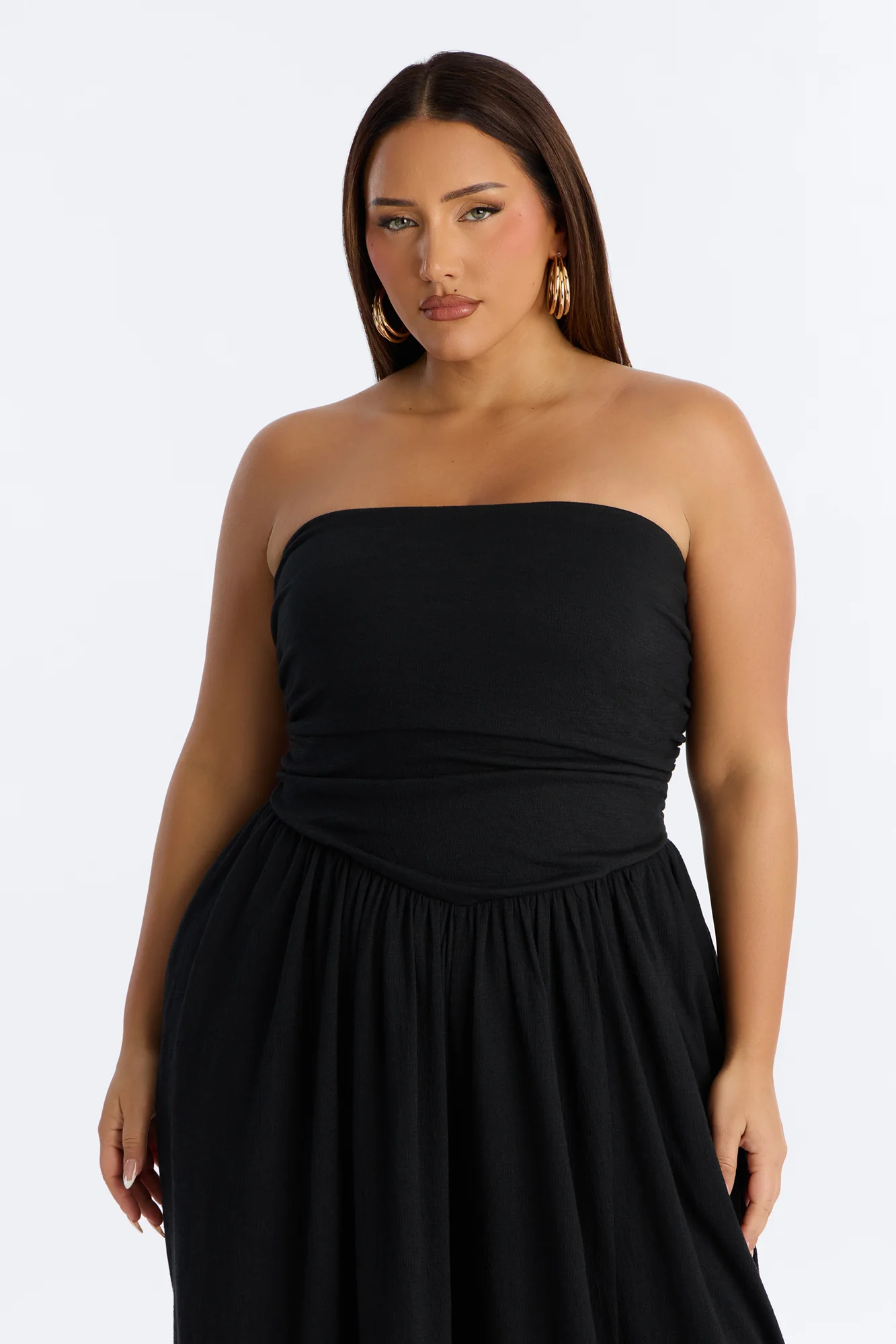 Anika Strapless Barrel Leg Jumpsuit - Black - Image 6