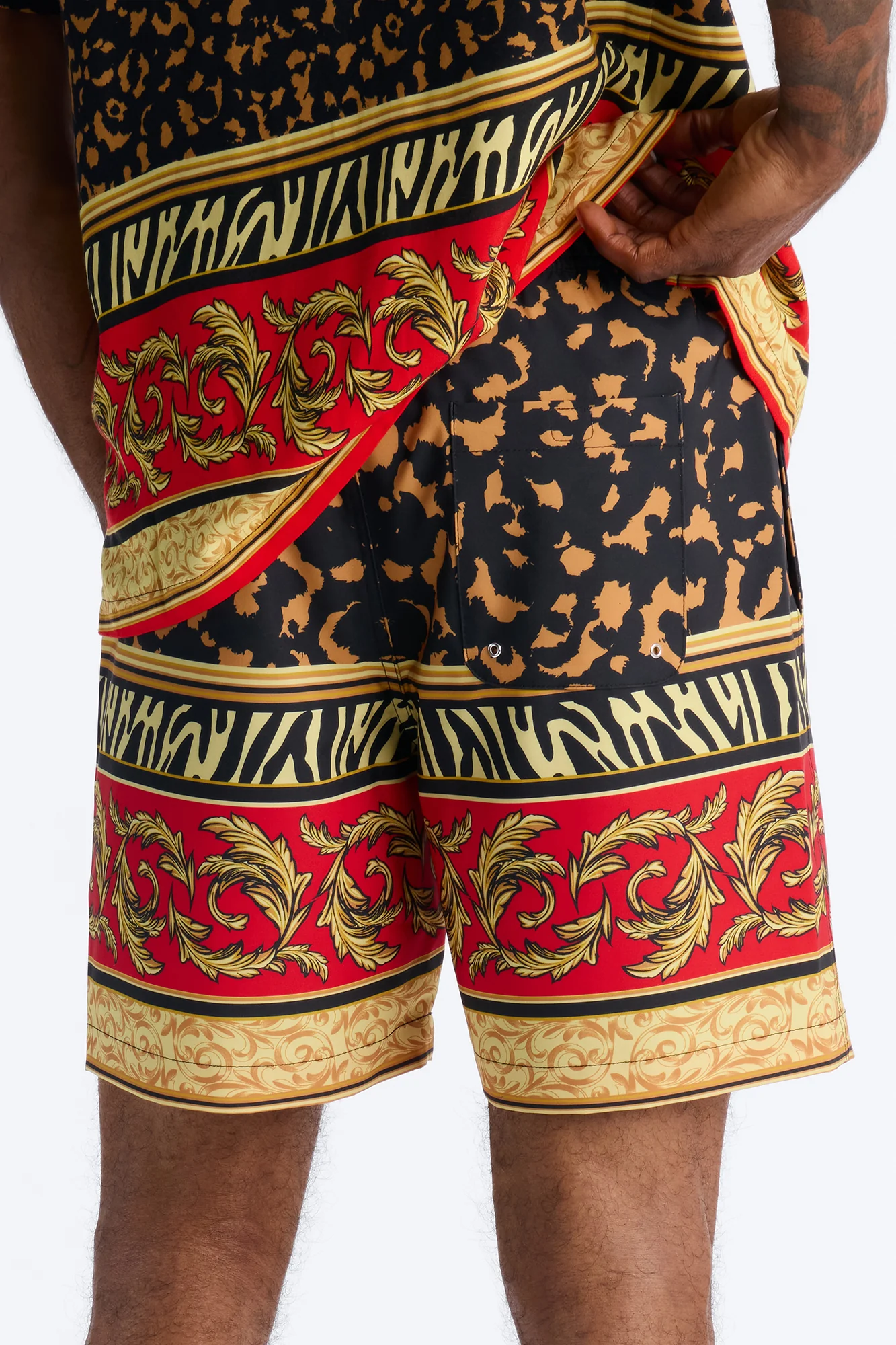 Animal Instincts Paneled Swim Trunk 7″ - Leopard - Image 3