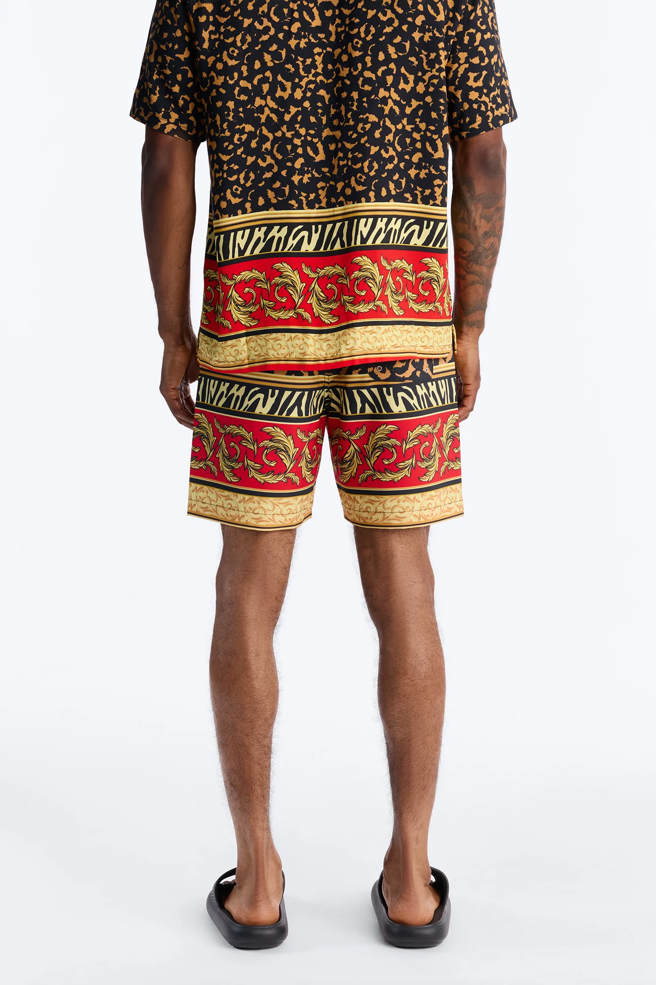 Animal Instincts Paneled Swim Trunk 7″ - Leopard - Image 4