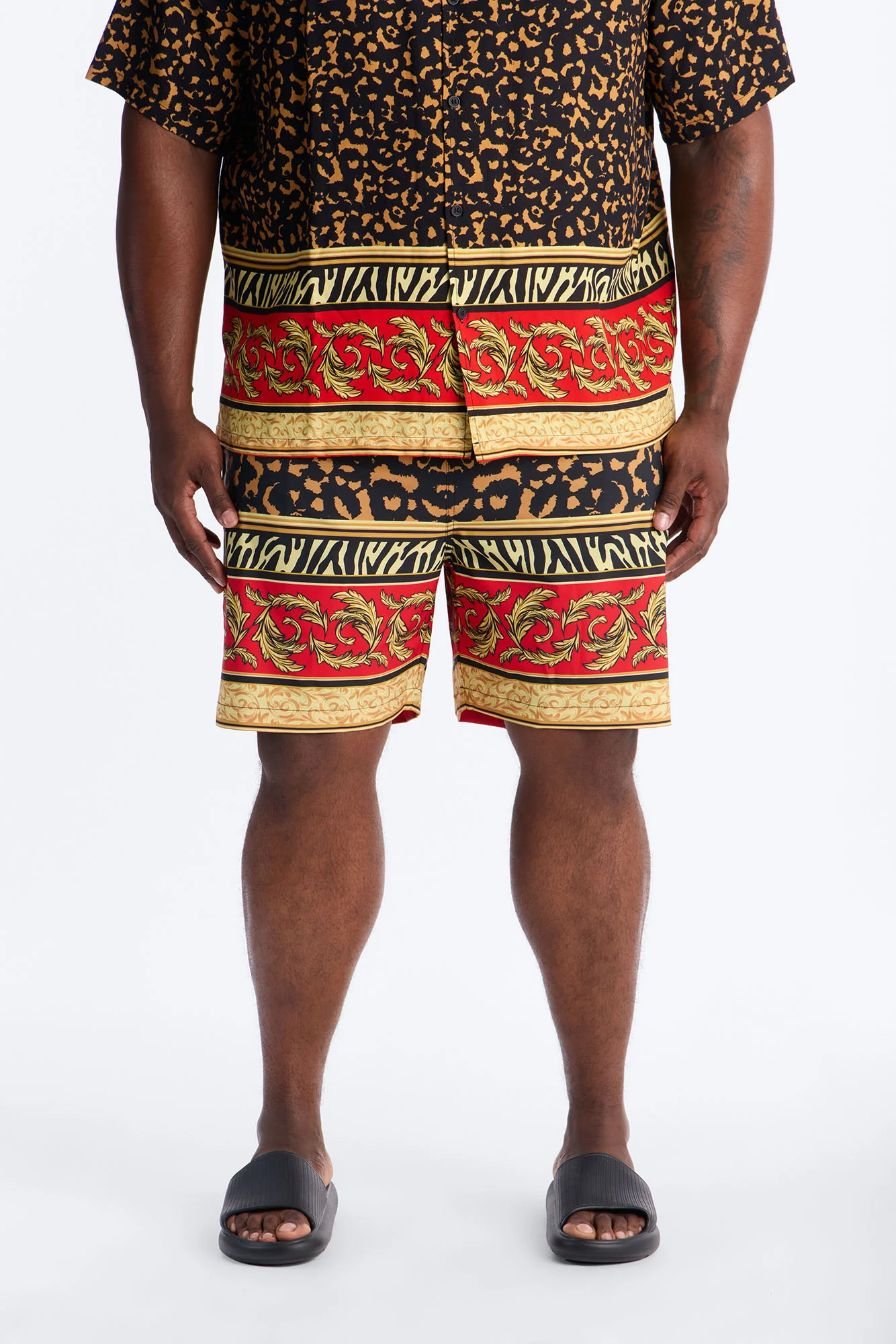 Animal Instincts Paneled Swim Trunk 7″ - Leopard - Image 5