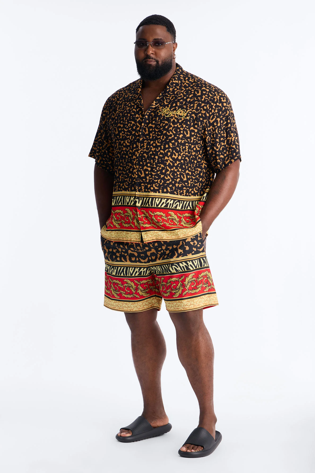 Animal Instincts Paneled Swim Trunk 7″ - Leopard - Image 6