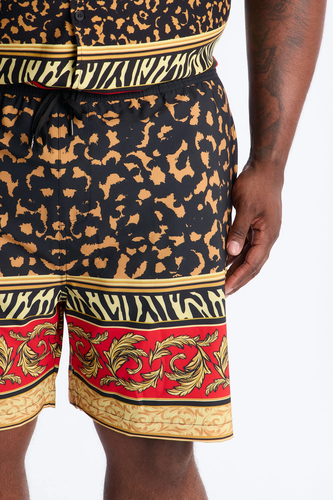 Animal Instincts Paneled Swim Trunk 7″ - Leopard - Image 7