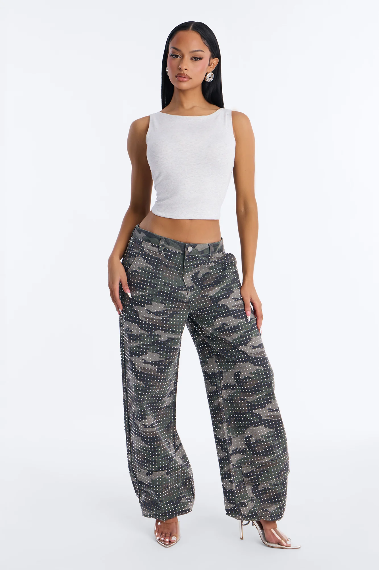 Anna Boat Neck Sleeveless Tank Top - Heather Grey - Image 2