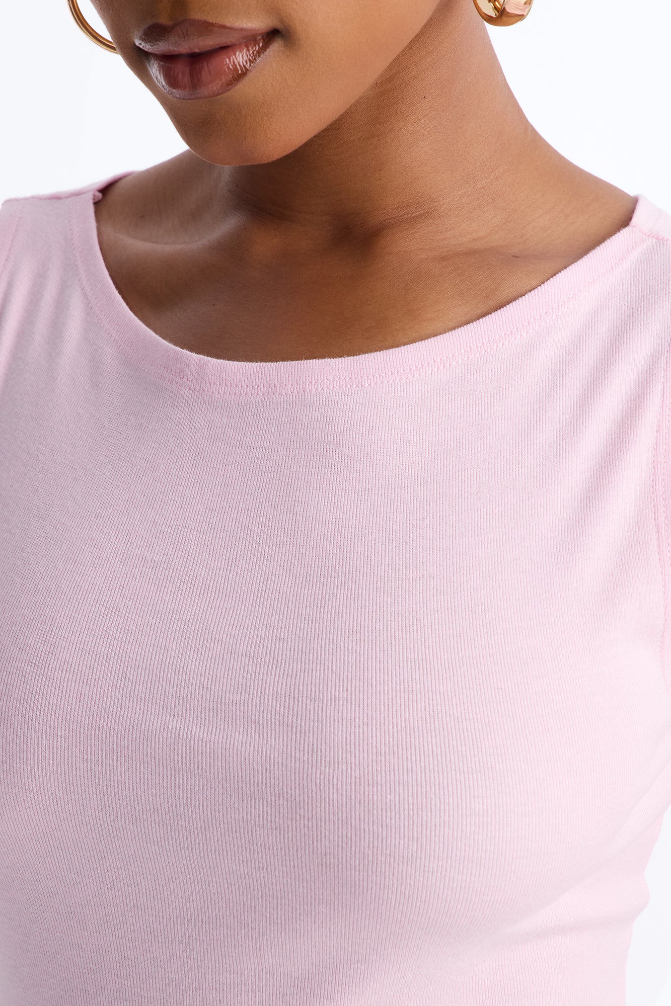 Anna Boat Neck Sleeveless Tank Top - Pink - Image 3