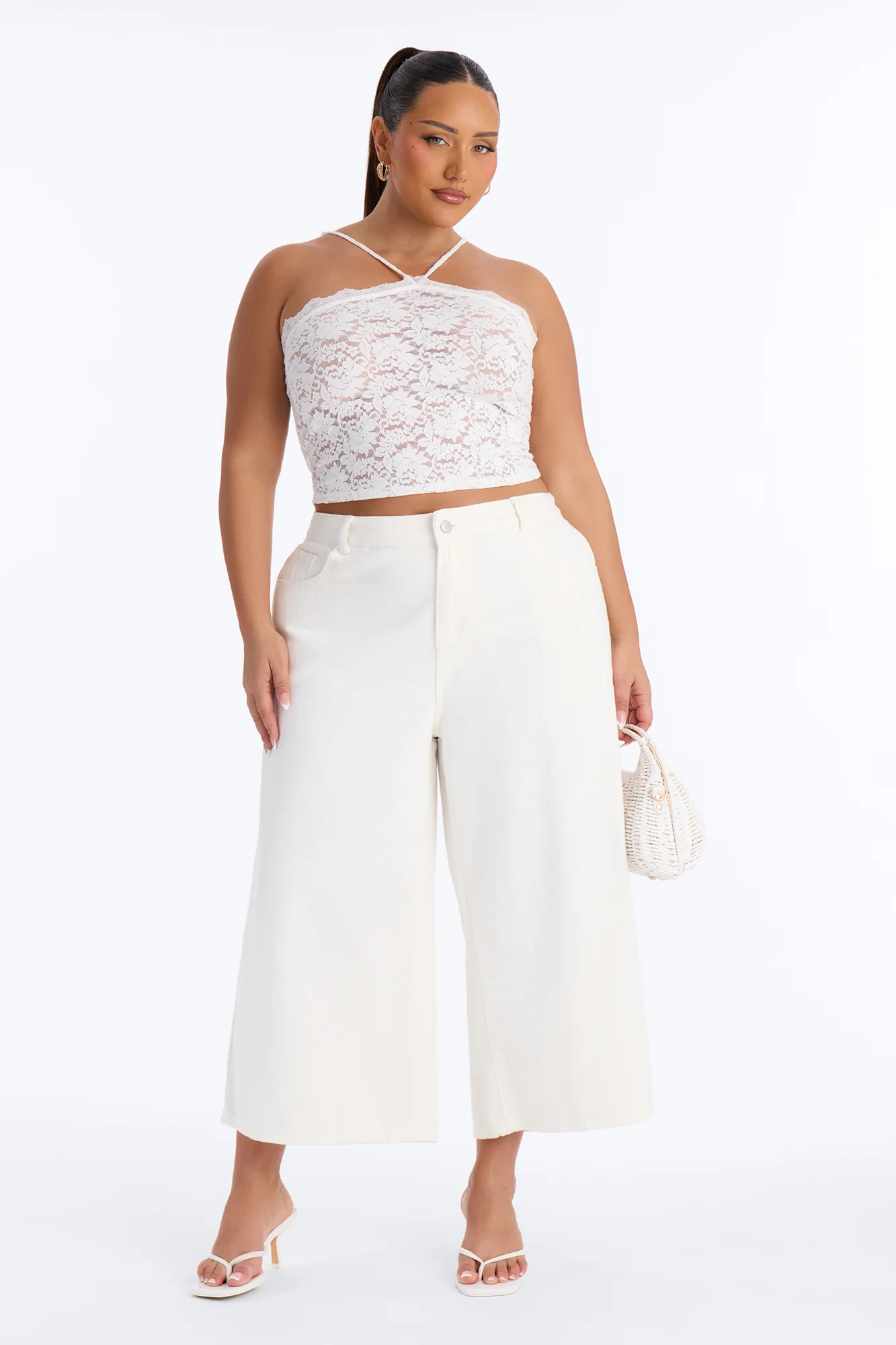 Anna Low Rise Cropped Wide Leg Pant 23″ - White - Image 5