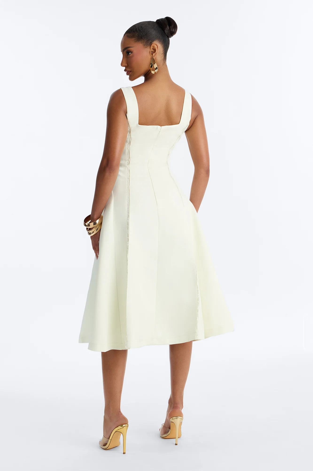 Annabeth Lace Trim Midi Dress - White - Image 4