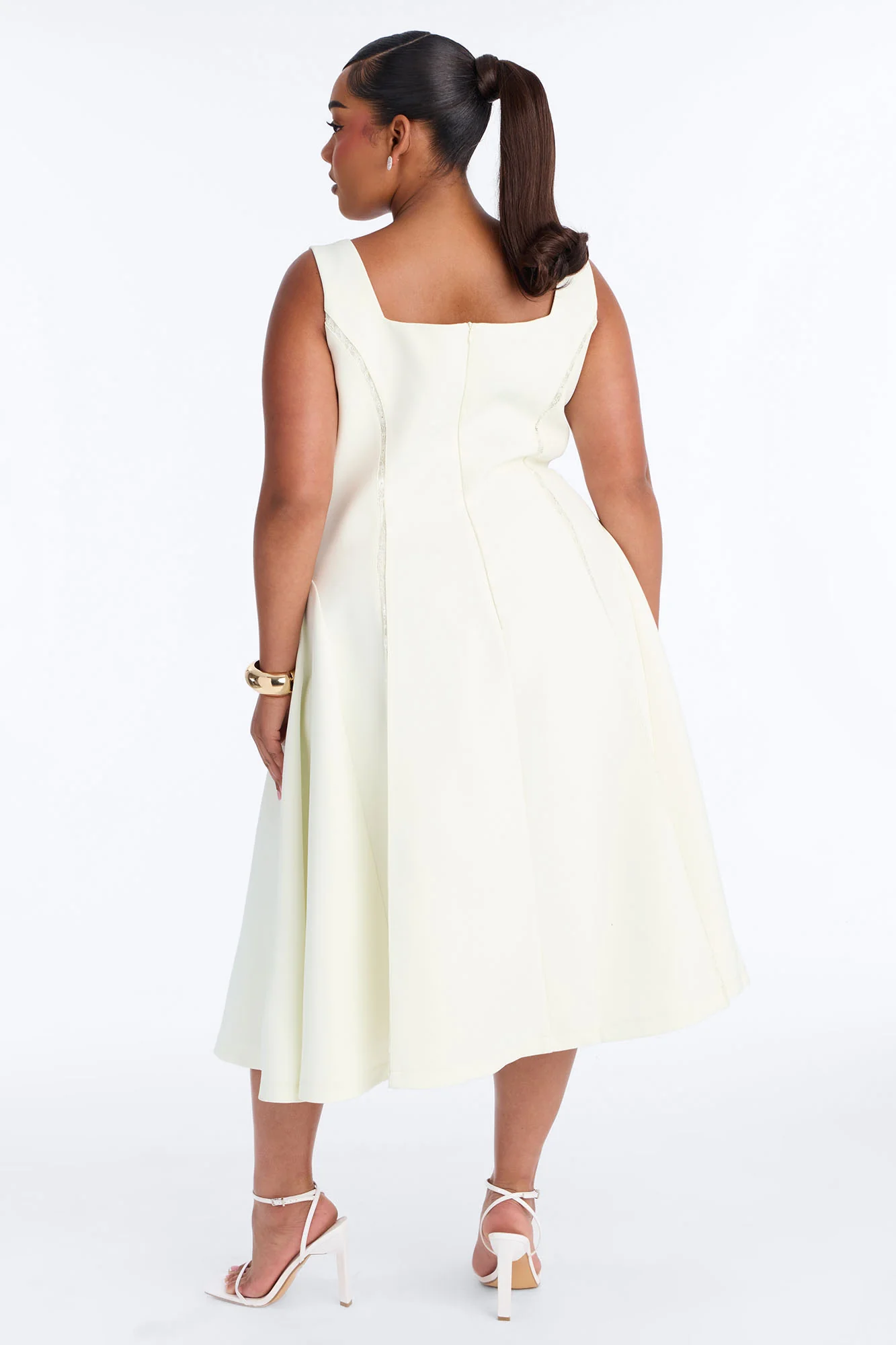 Annabeth Lace Trim Midi Dress - White - Image 7
