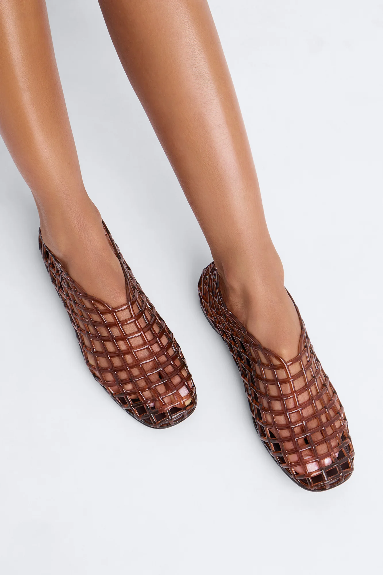 Annalise Jelly Mesh Flats - Dark Brown - Image 3