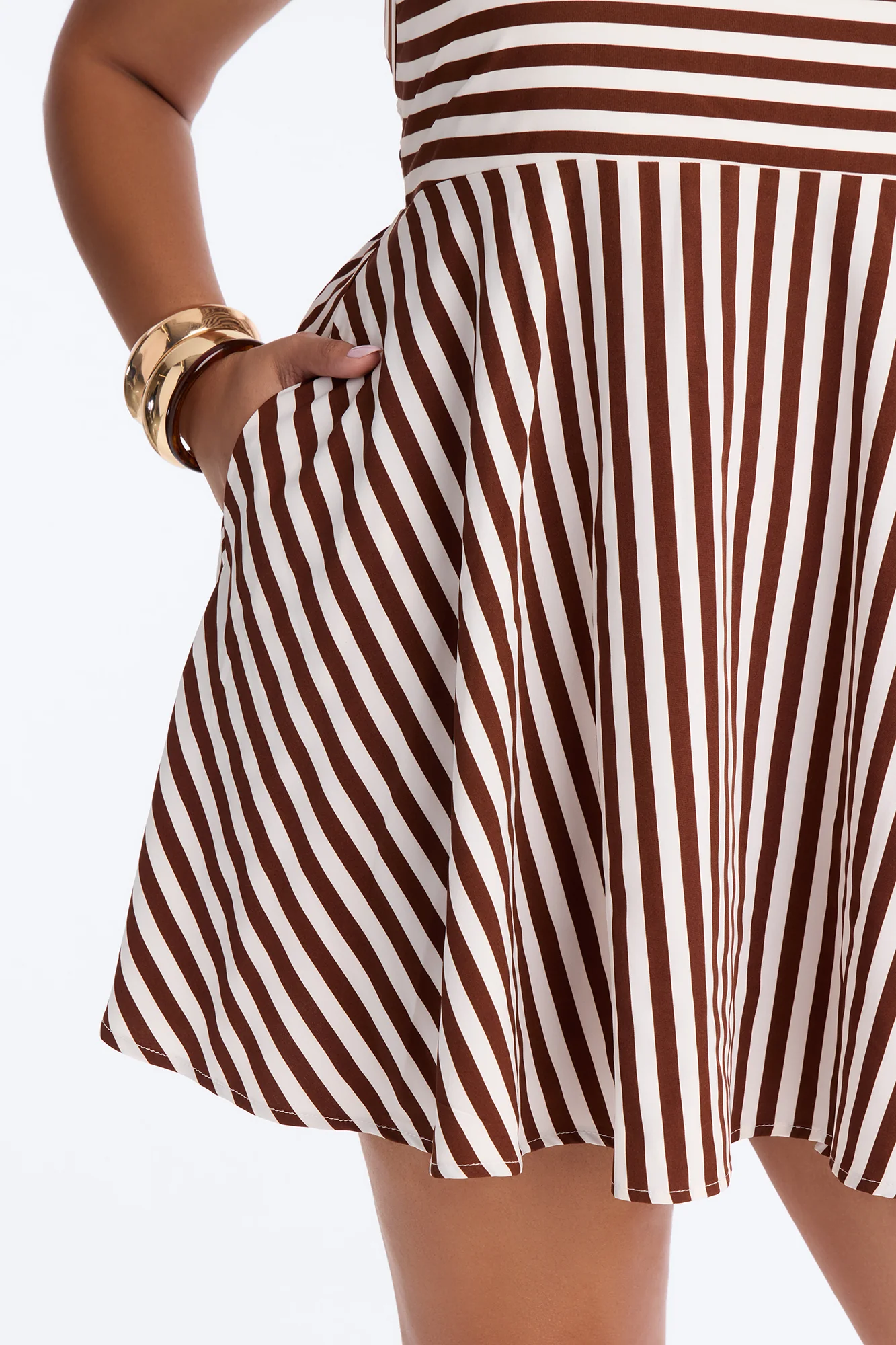 Anne Striped Mini Dress - Brown Combo - Image 7