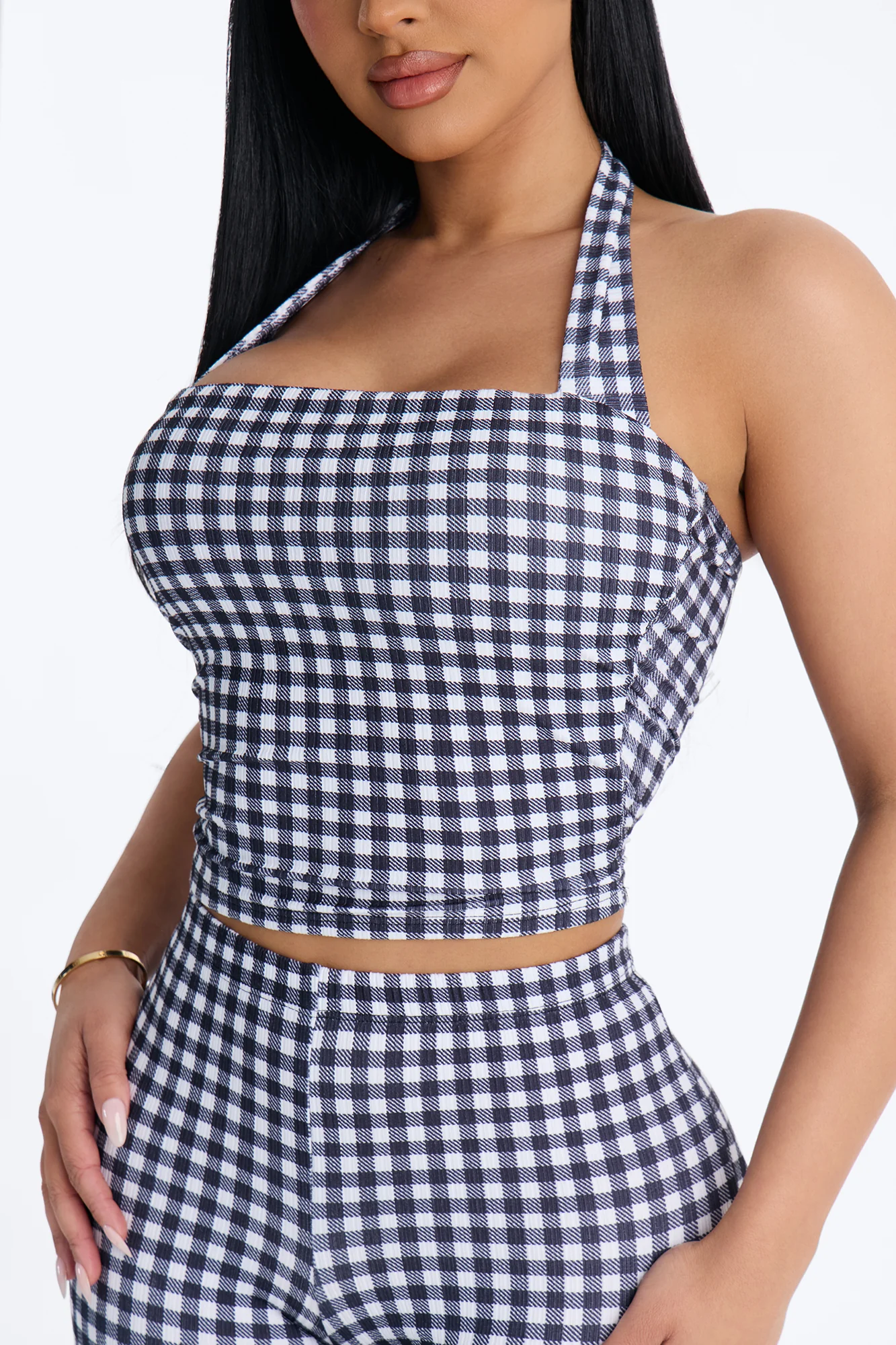 Annie Gingham Capri Set - Black/White - Image 3