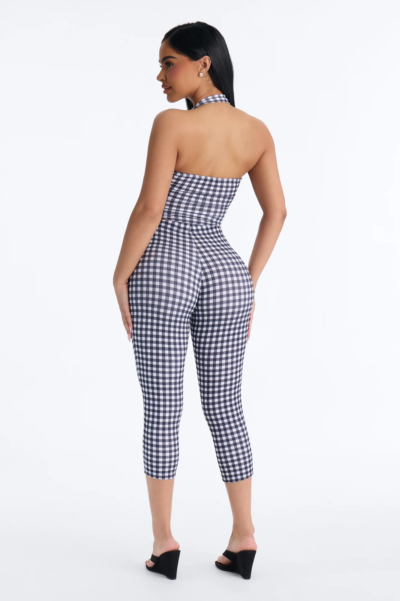Annie Gingham Capri Set - Black/White - Image 4