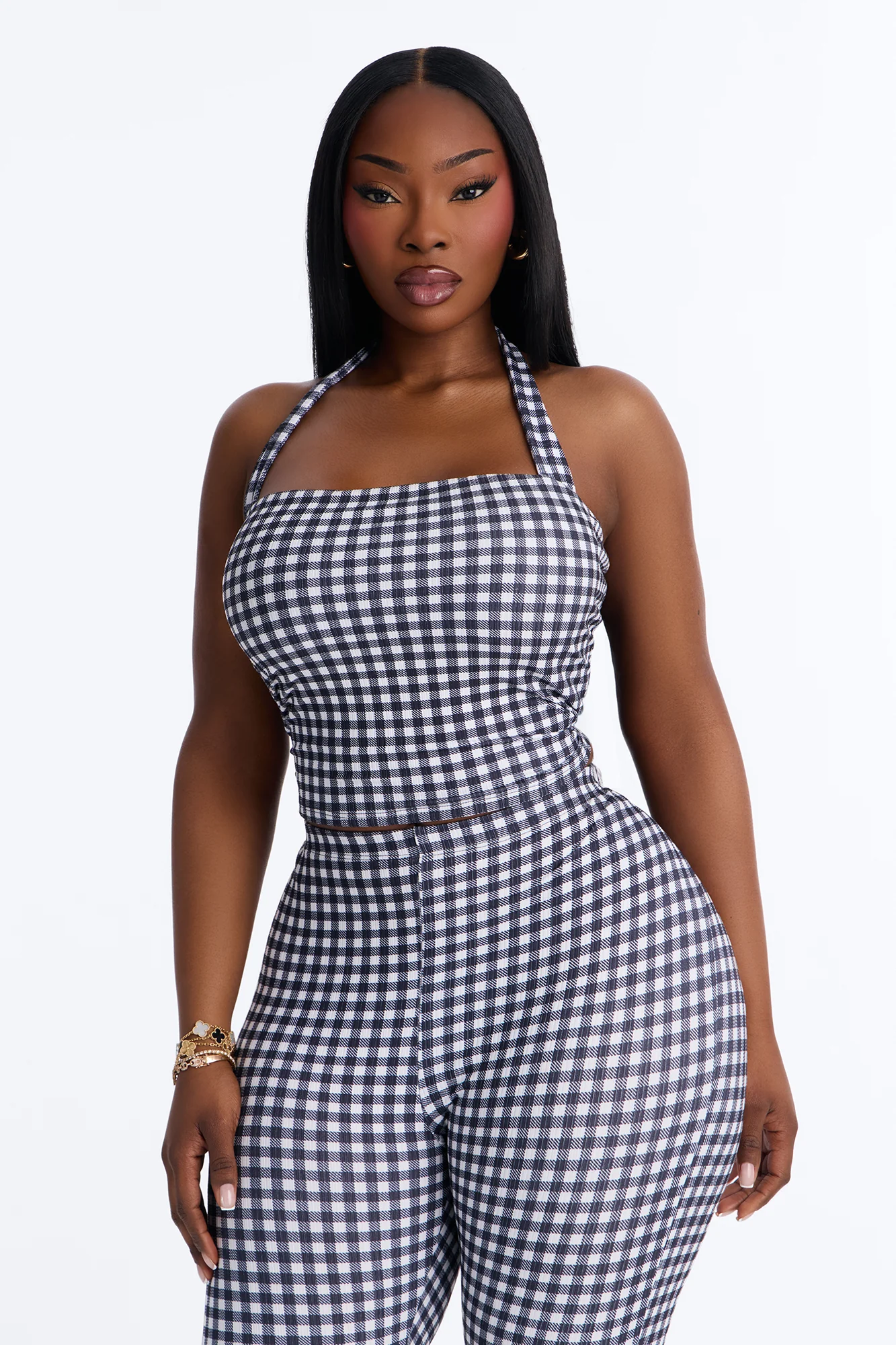 Annie Gingham Capri Set - Black/White - Image 6