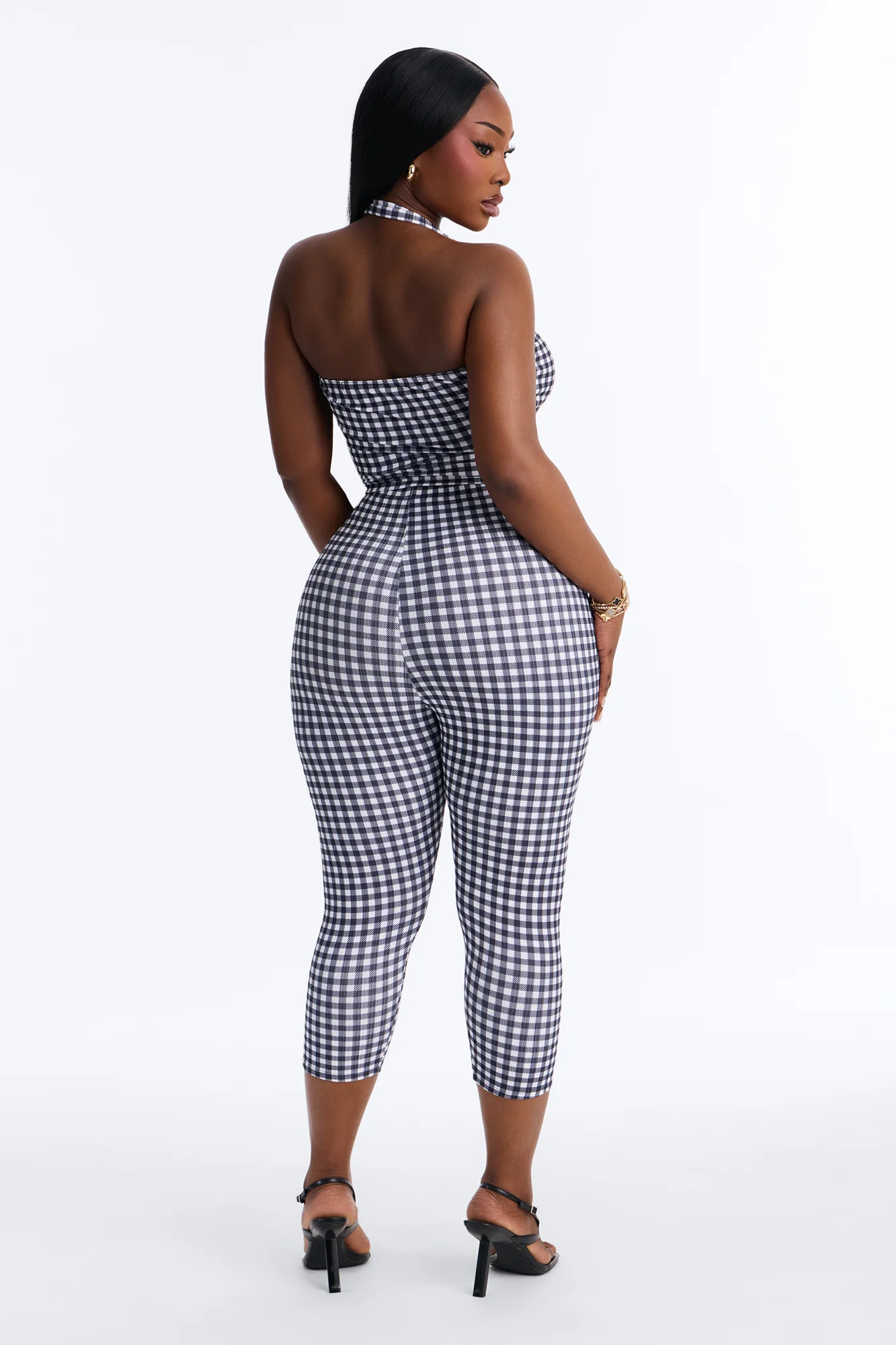 Annie Gingham Capri Set - Black/White - Image 7