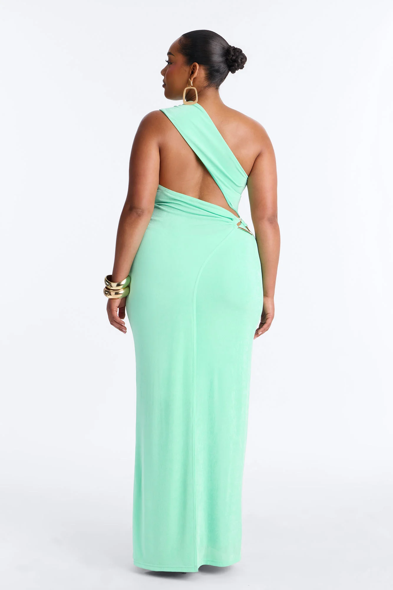 Annora One Shoulder Maxi Dress - Mint - Image 7