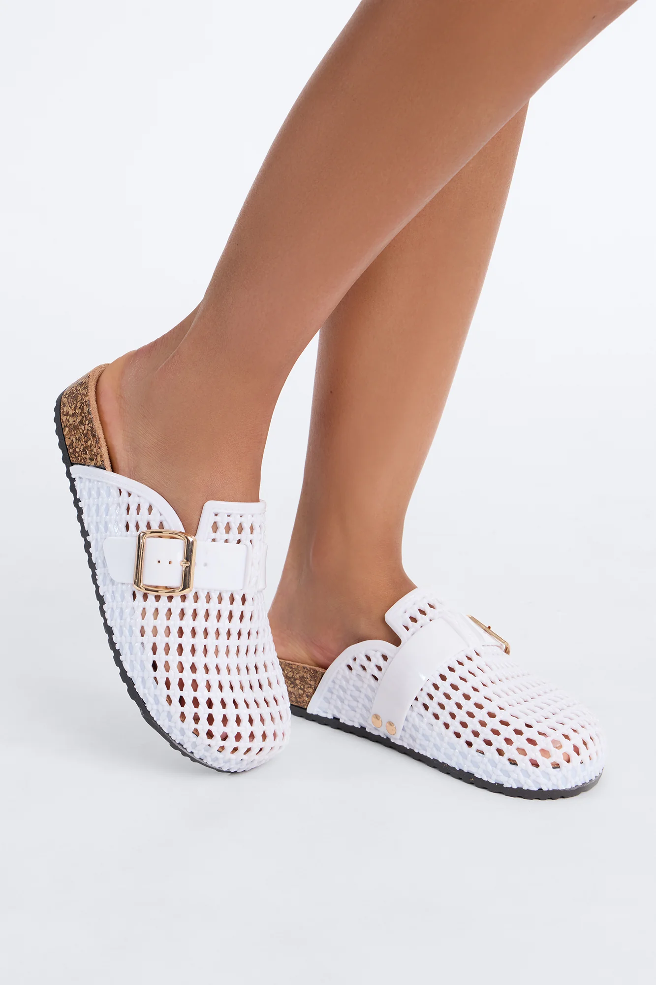 Anny Buckle Jelly Slides - White - Image 3