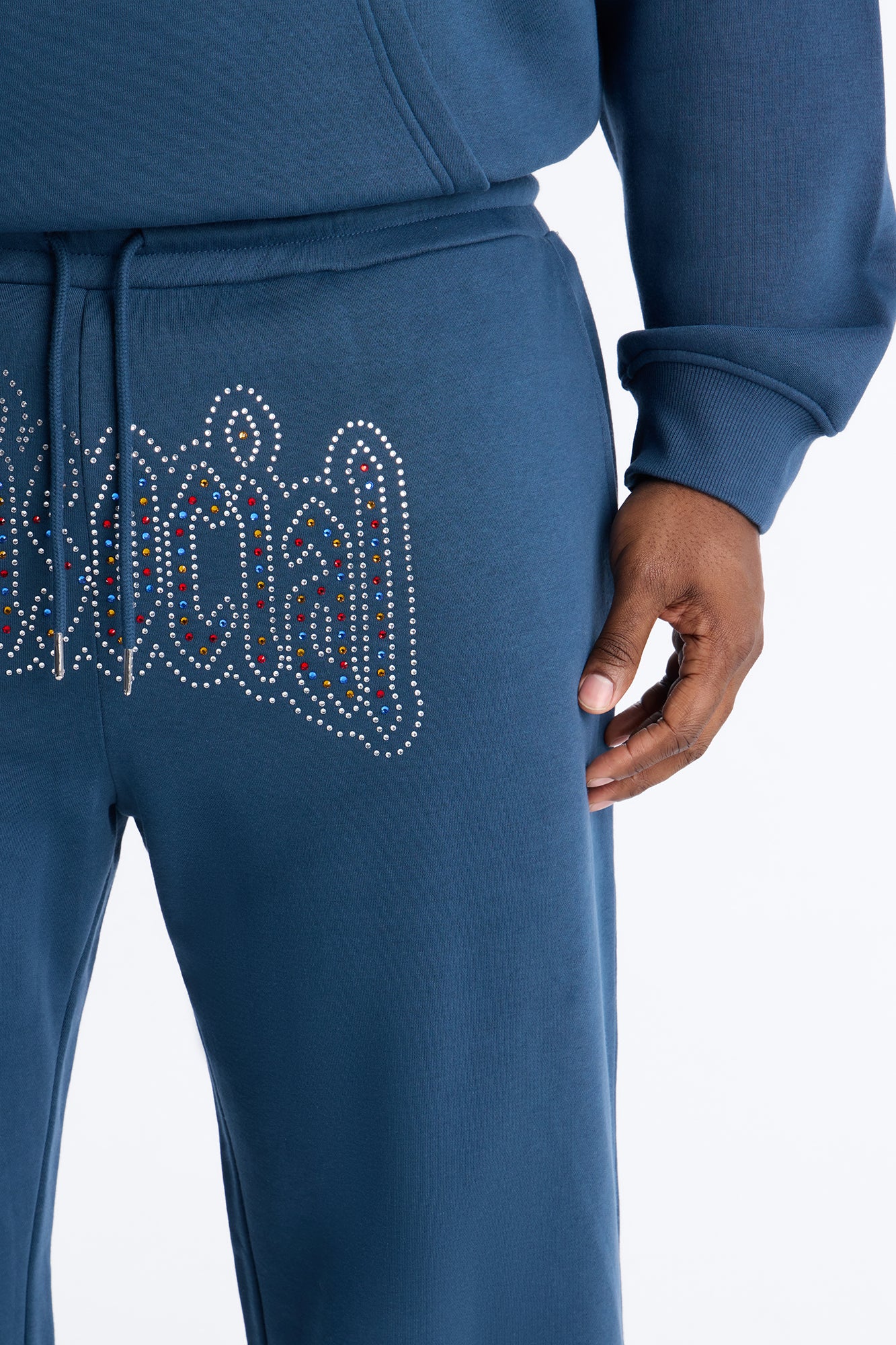Antisocial Rhinestone Pearl Sweatpants - Navy - Image 6