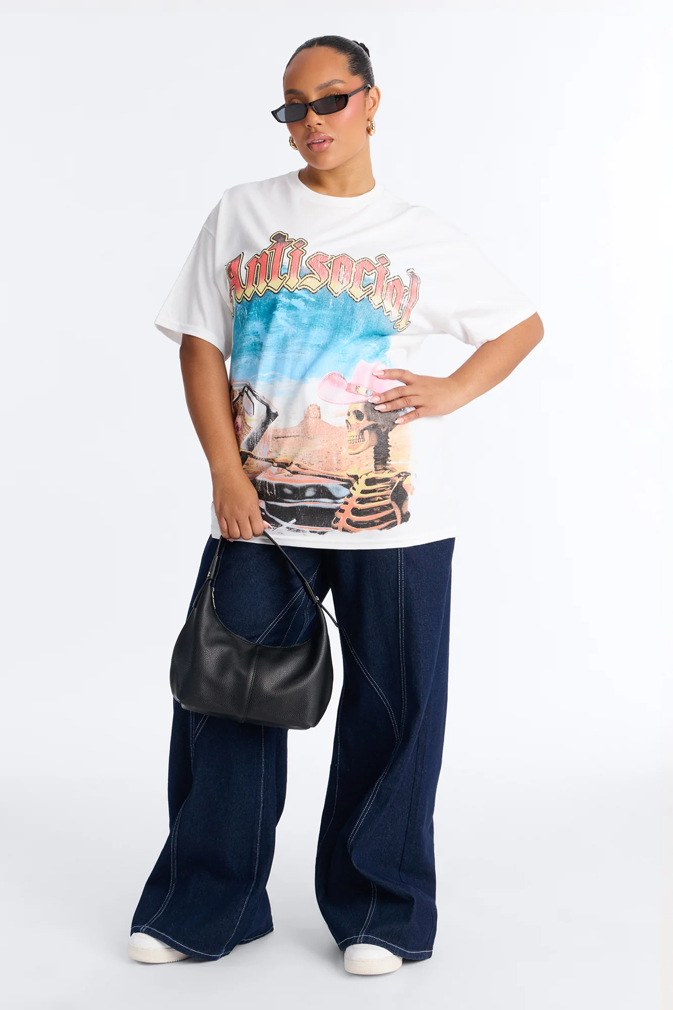 Antisocial Skull Short Sleeve Tee - White - Image 6