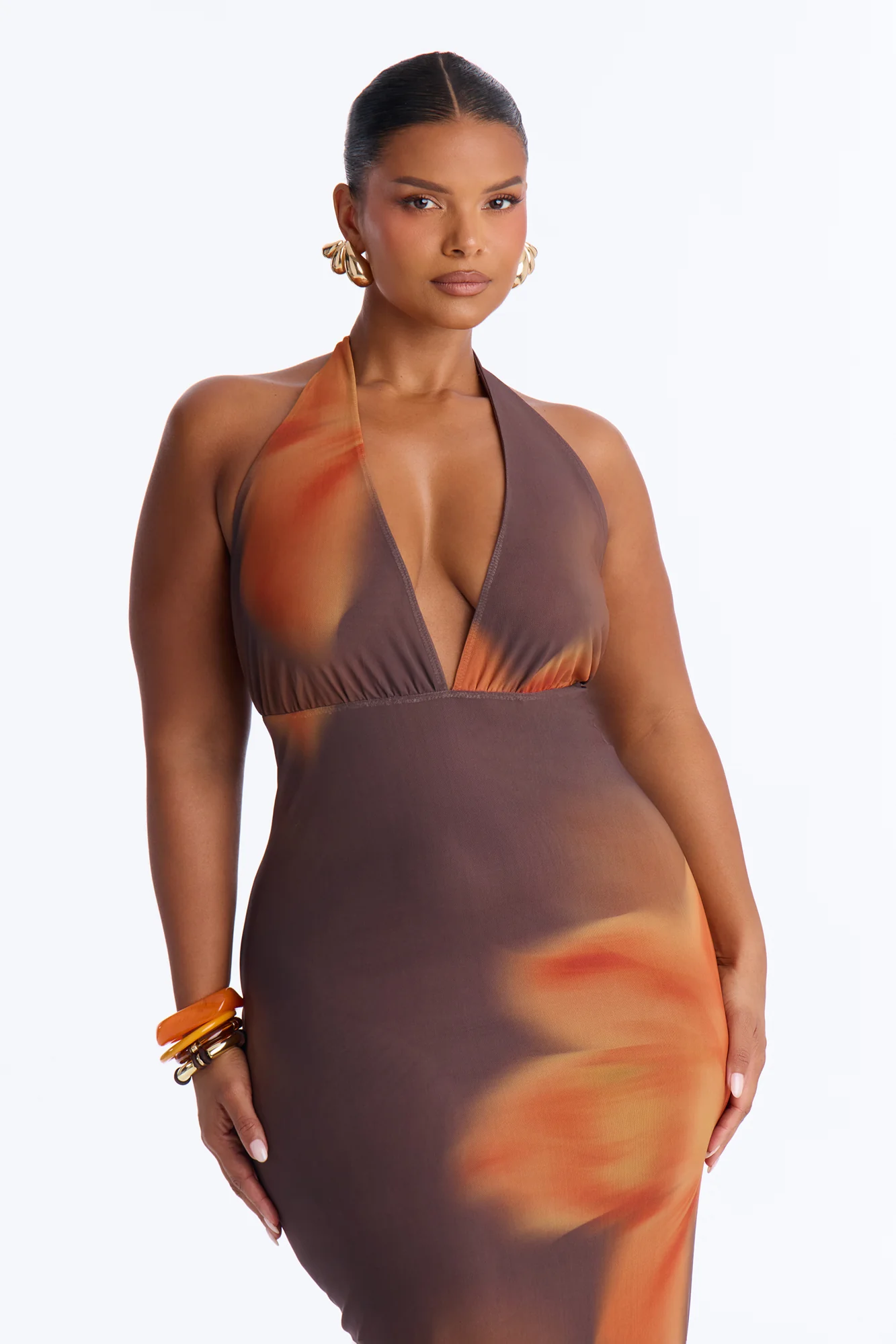 Antonia Floral Mesh Midi Dress - Brown/combo - Image 6