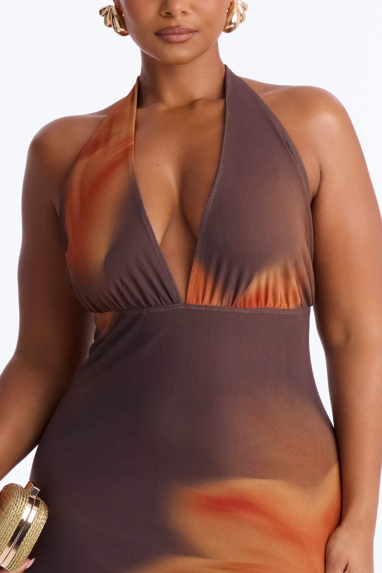 Antonia Floral Mesh Midi Dress - Brown/combo - Image 7