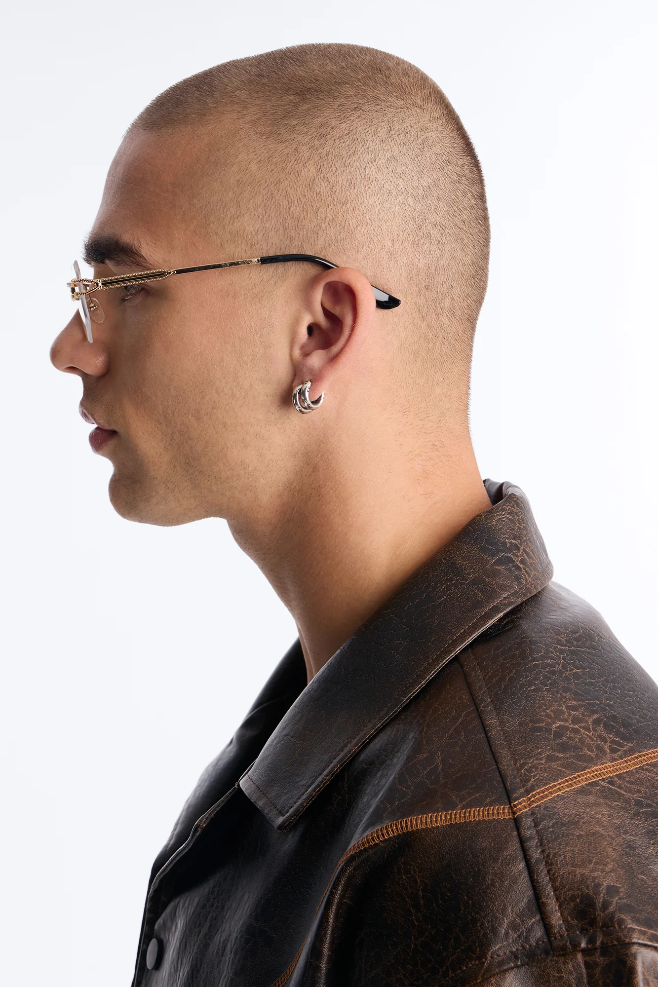 Anubis Frameless Geometric Sunglasses - Gold/Clear - Image 2