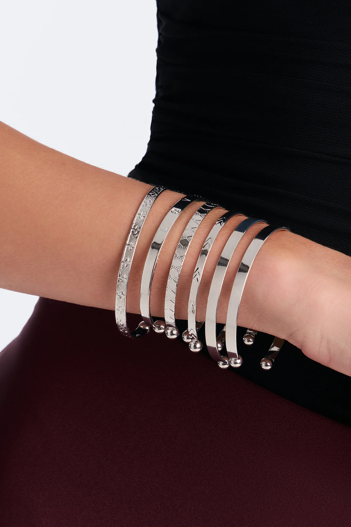 Anything For Love 6 Piece Bangle Set - Silver