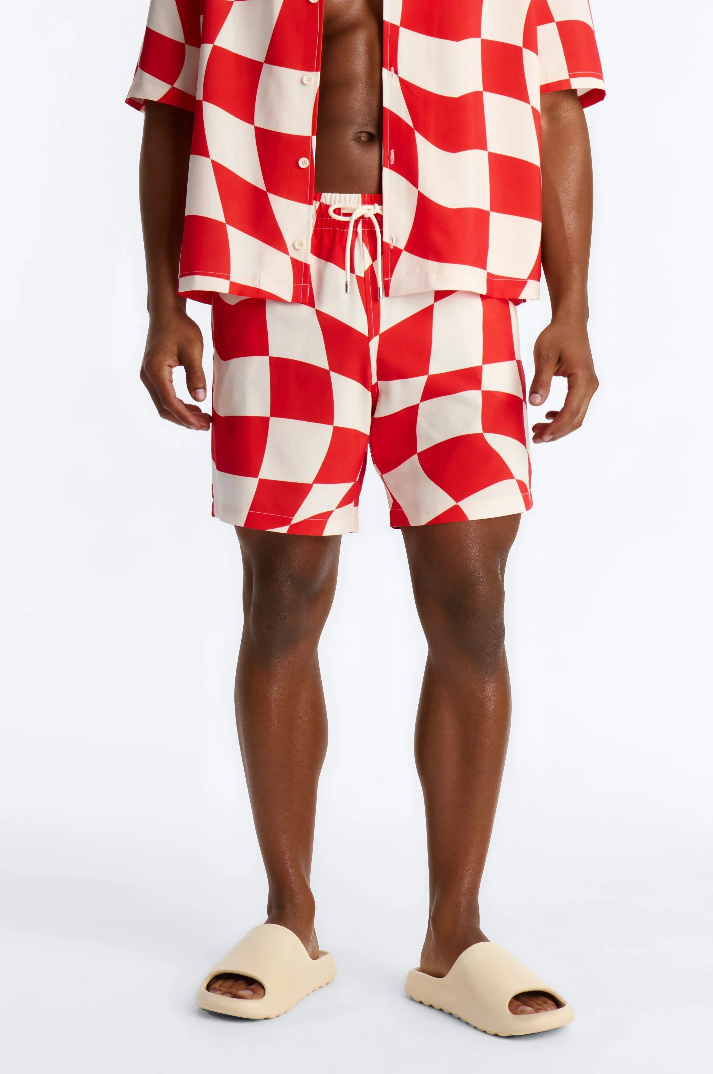 Apex Sector Checkered Swim Trunk 7″ - Red