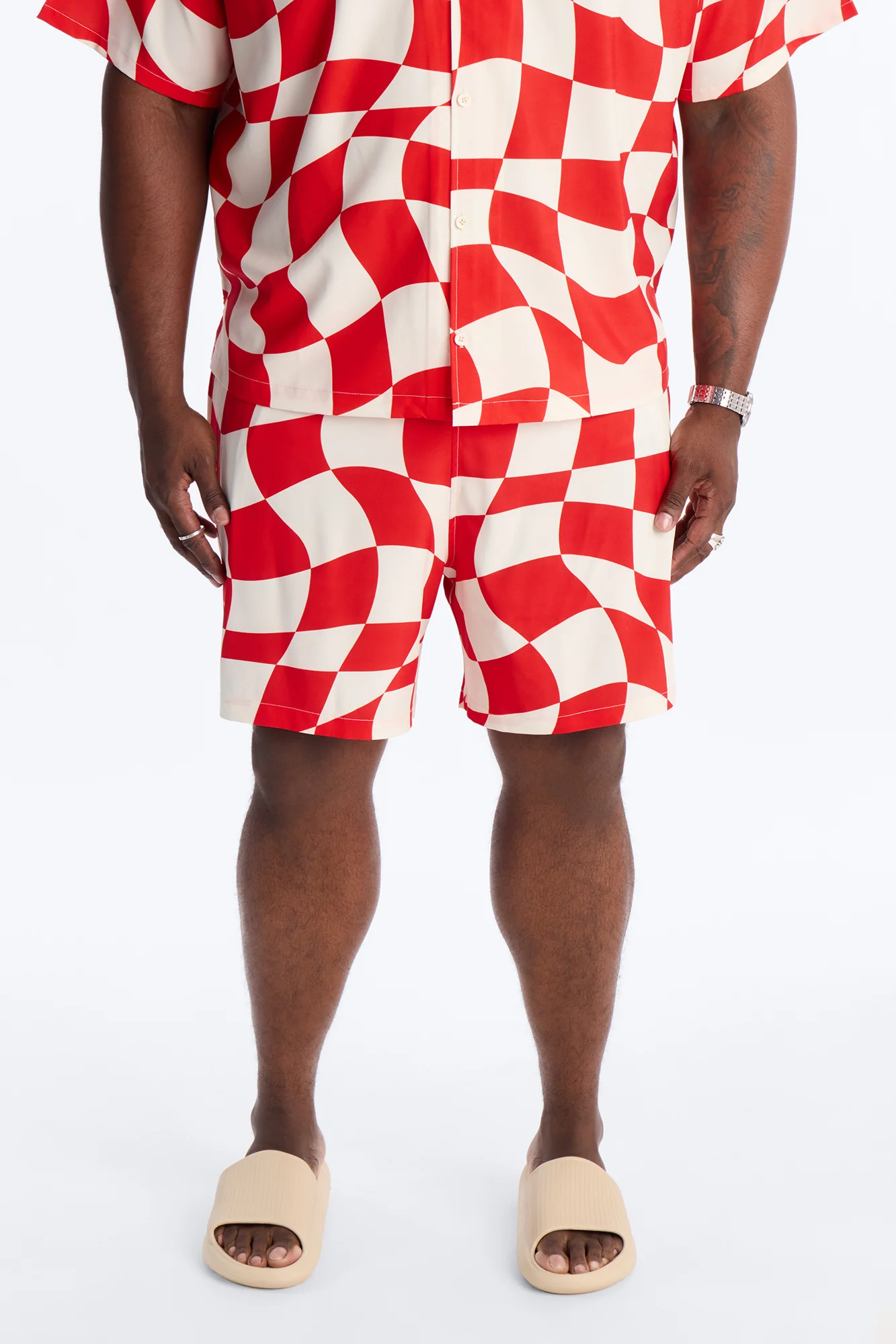 Apex Sector Checkered Swim Trunk 7″ - Red - Image 4
