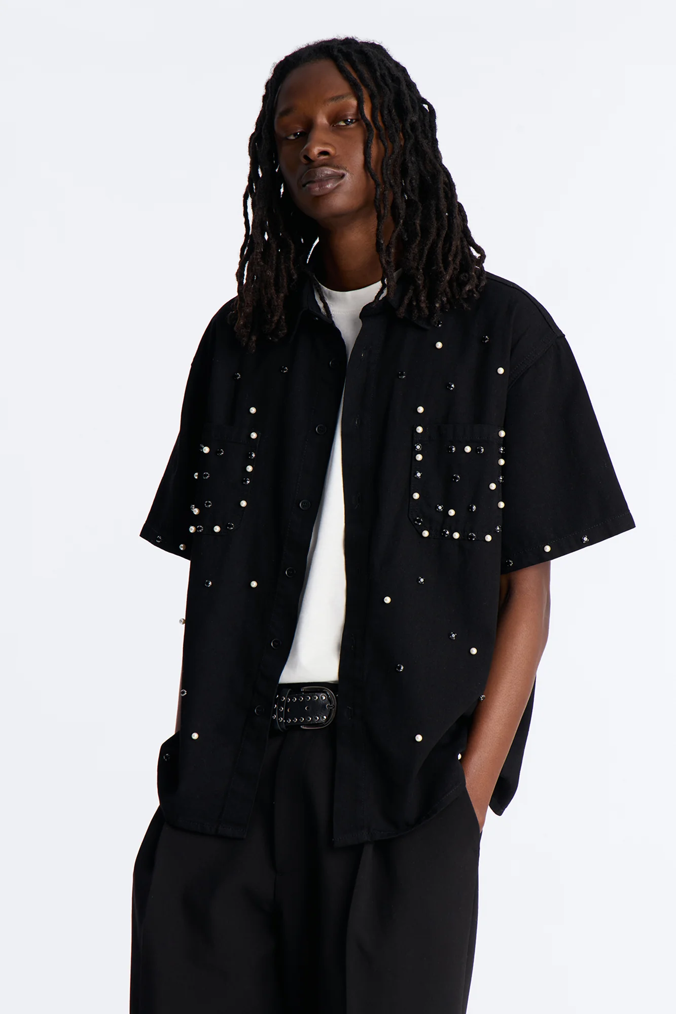 Apex Stud Button Up Shirt - Black