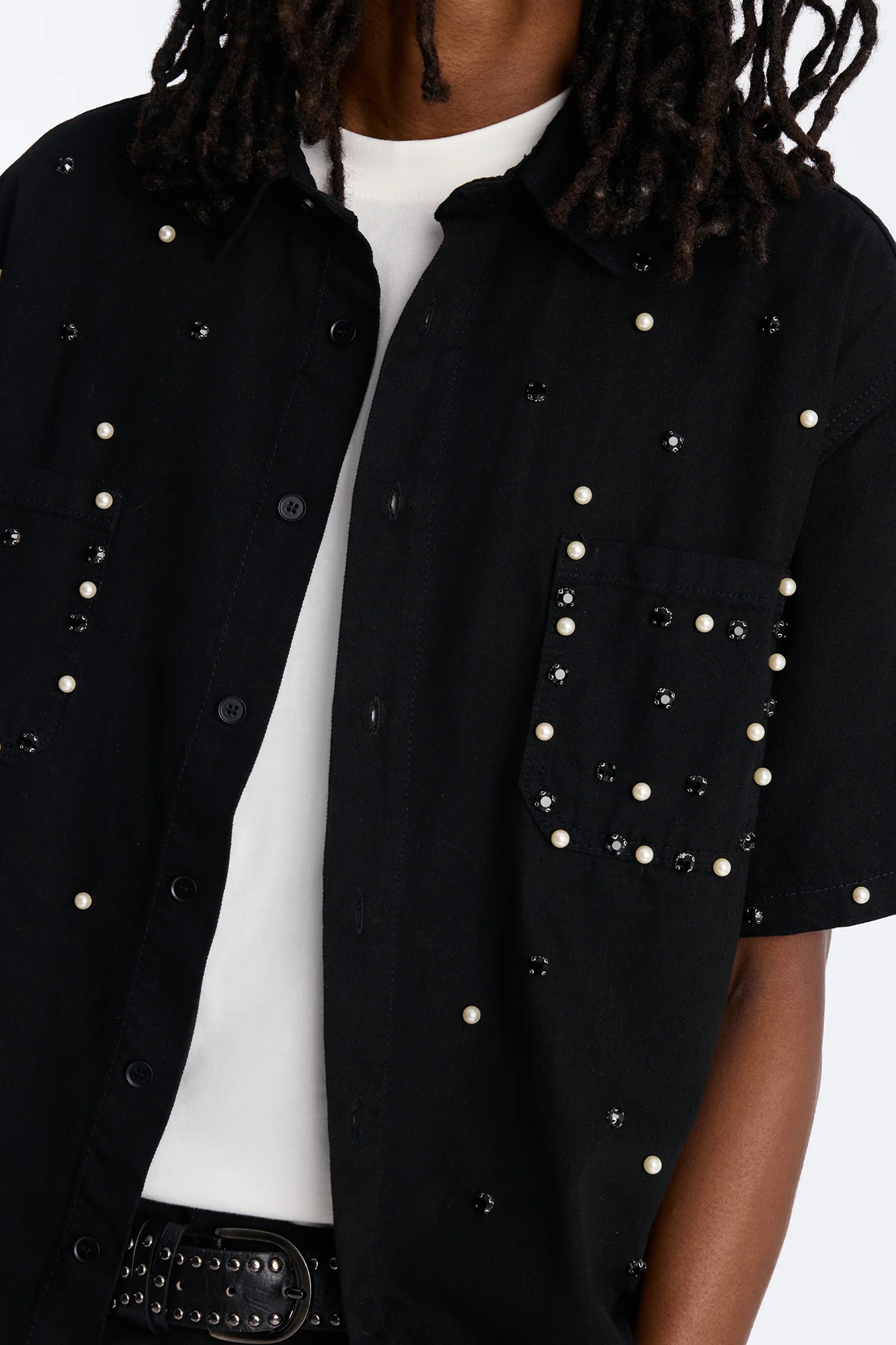 Apex Stud Button Up Shirt - Black - Image 3