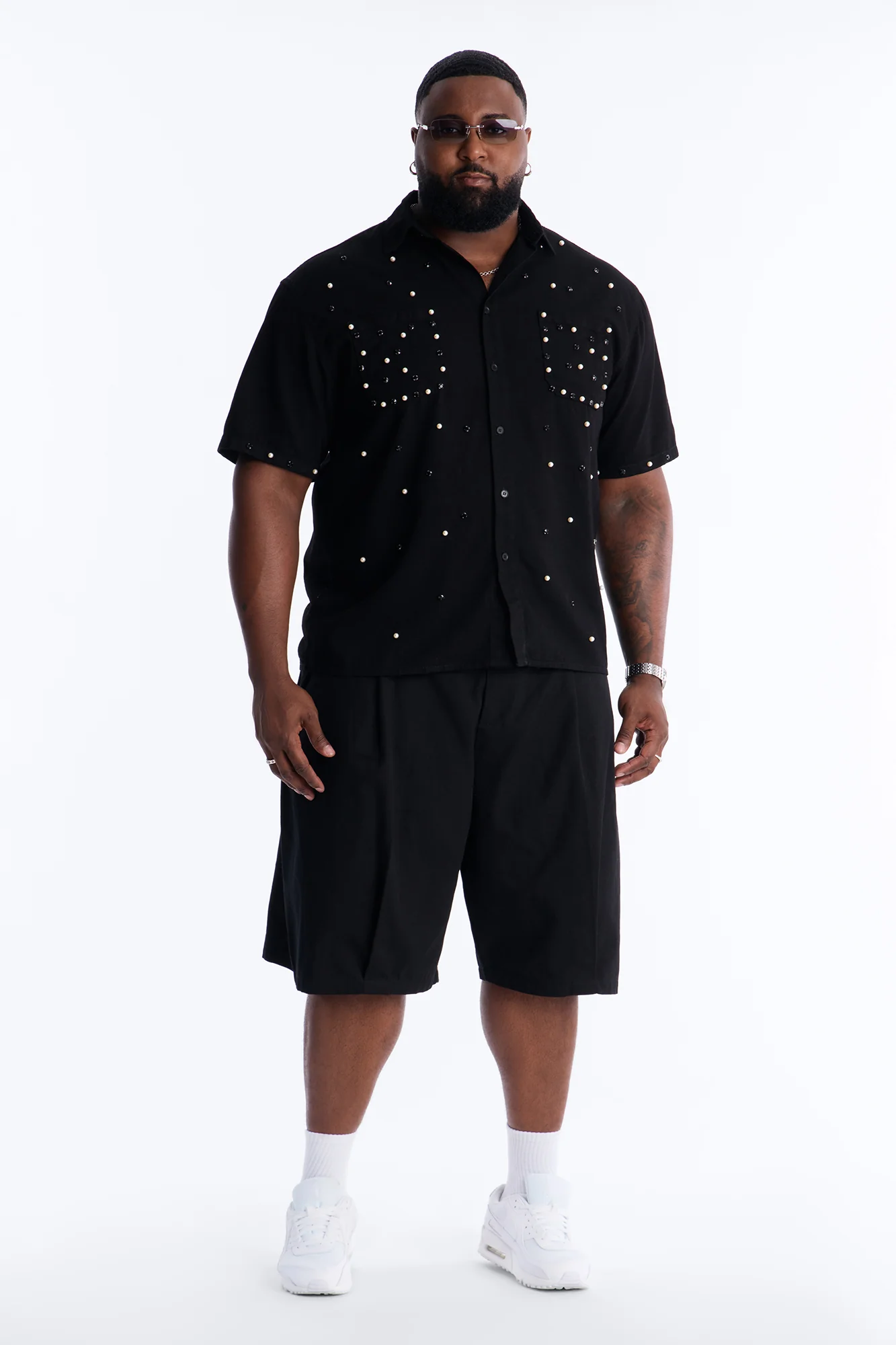 Apex Stud Button Up Shirt - Black - Image 6