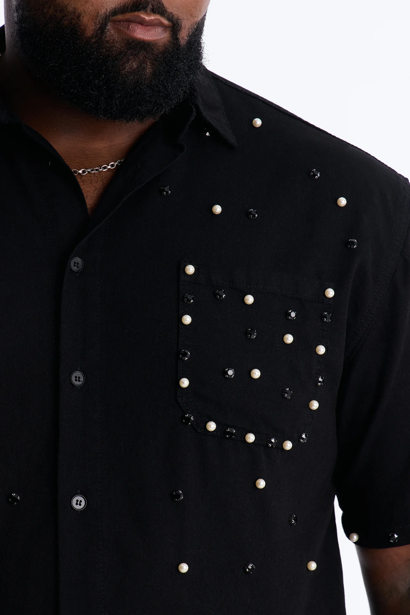 Apex Stud Button Up Shirt - Black - Image 7